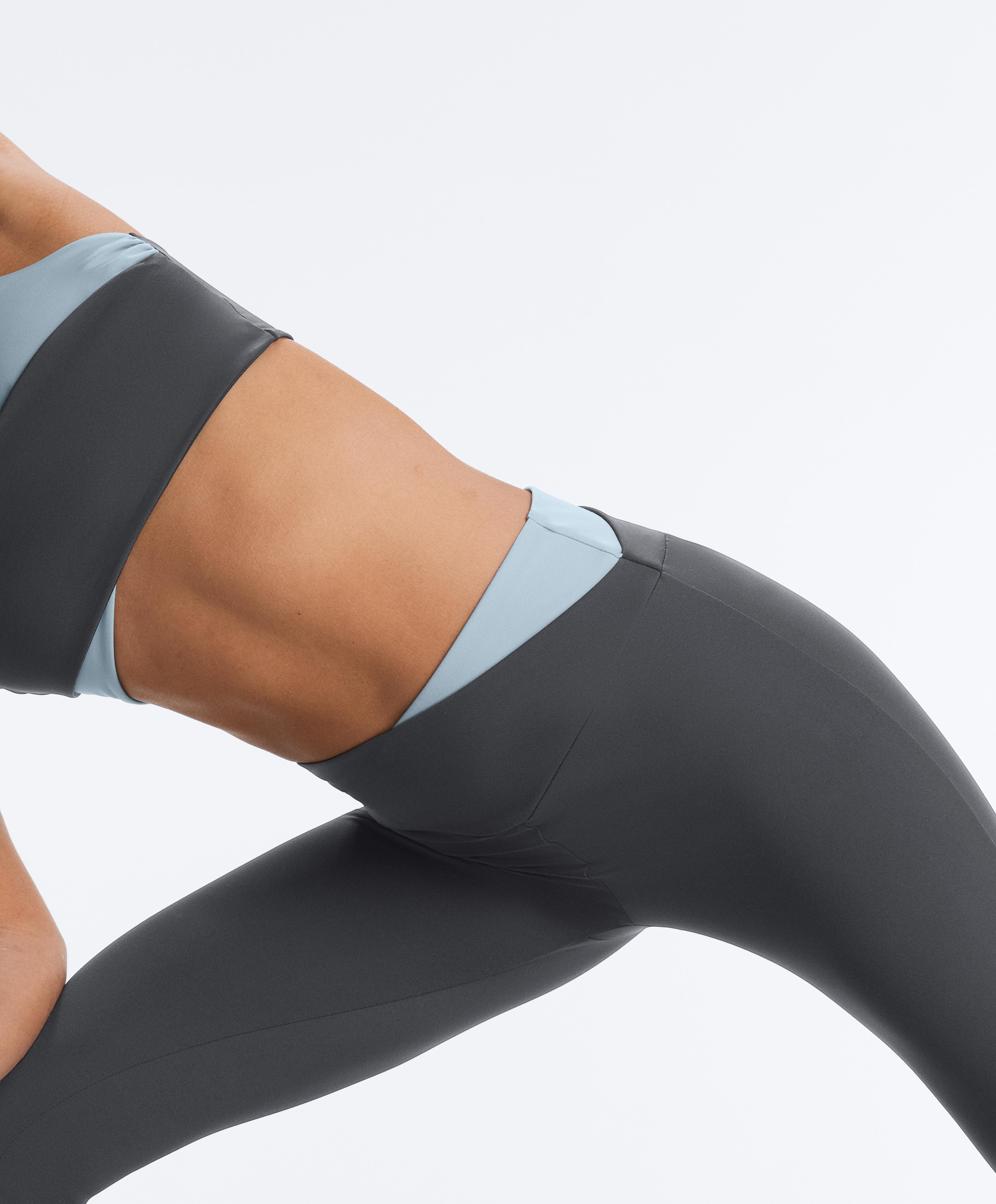 Comfortlux V-waist contrast ankle-length leggings — ASPHALT