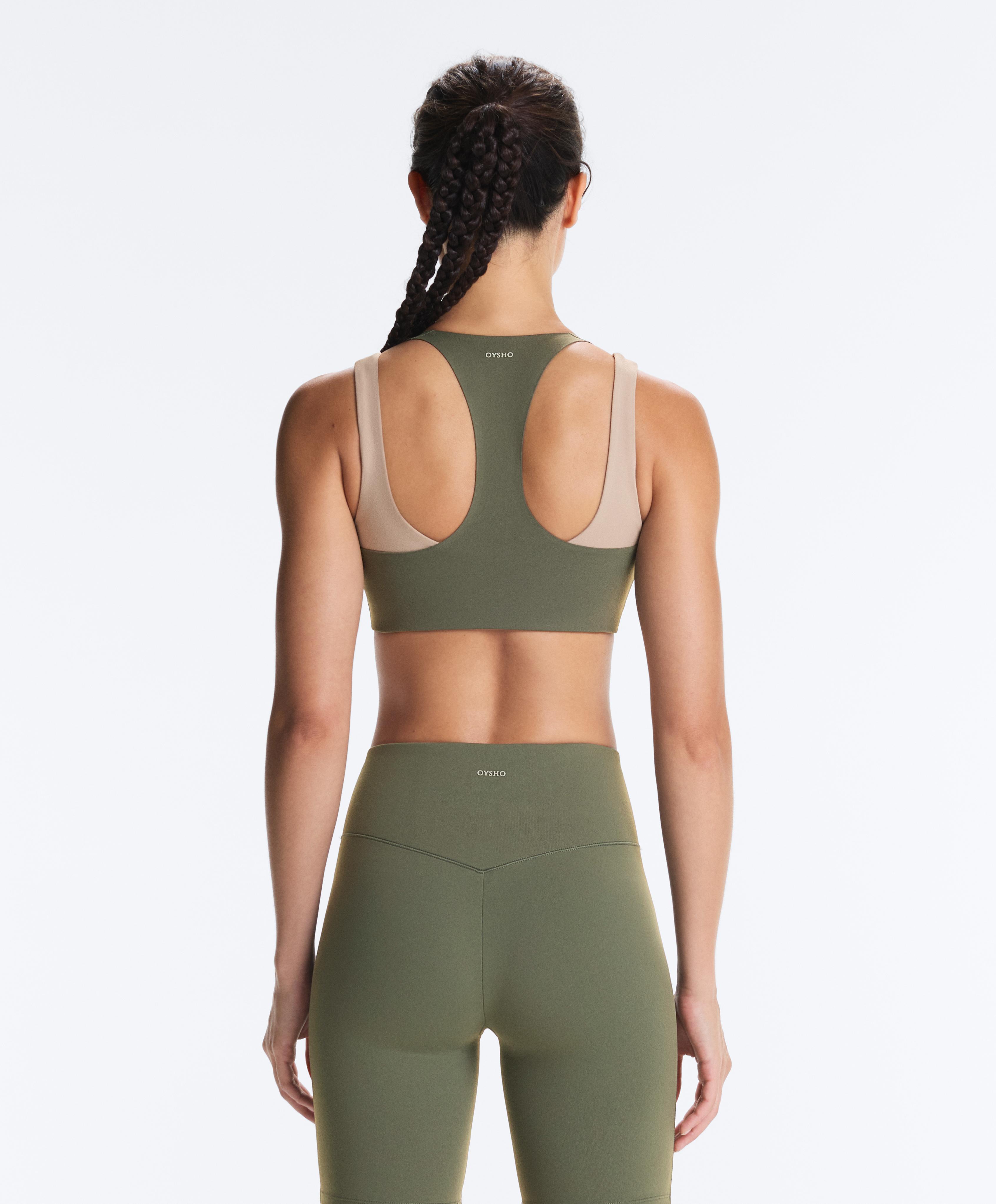 Evermove medium-support double-layer sports bra — KHAKI