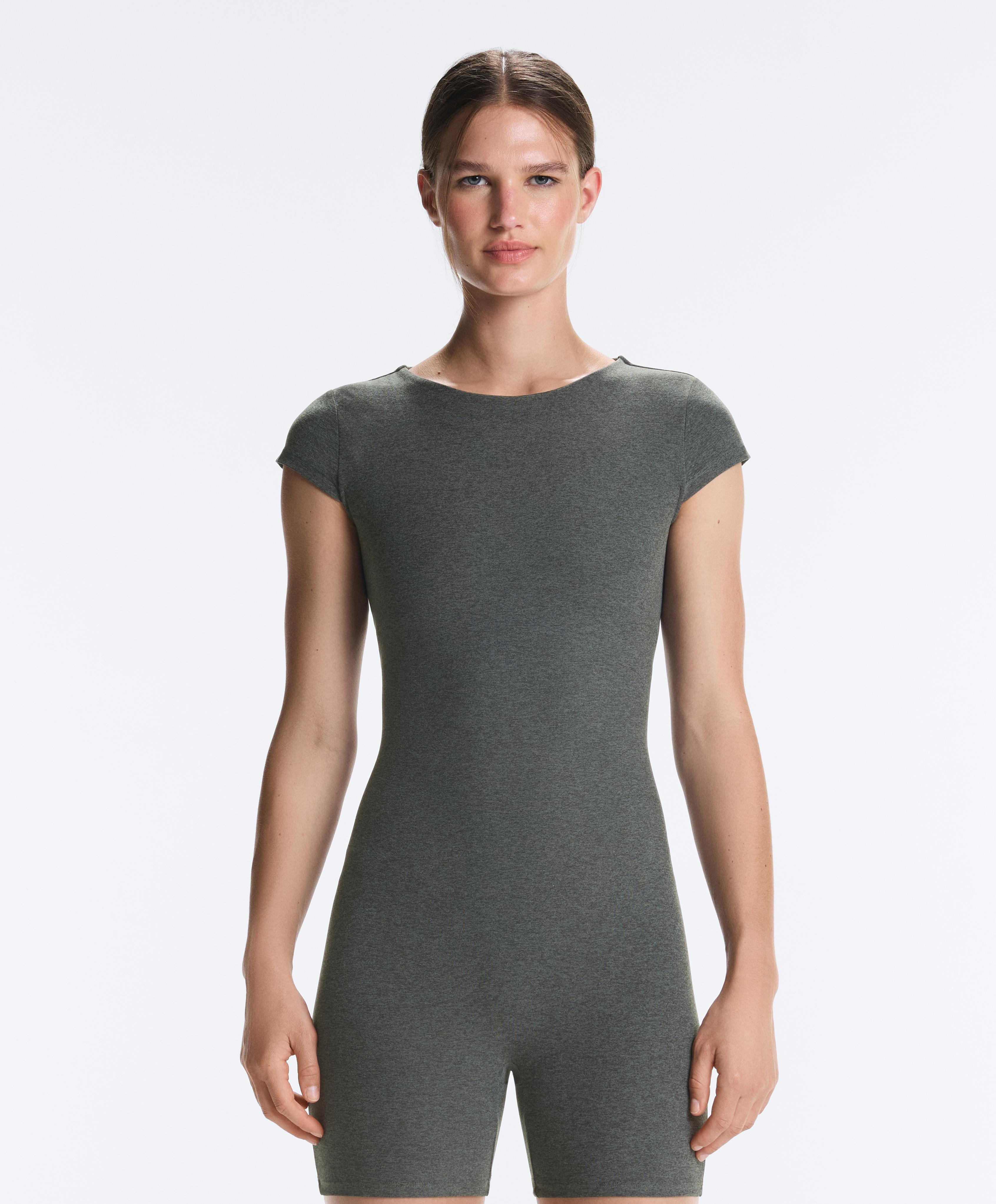 Comfortlux marl open-back short jumpsuit