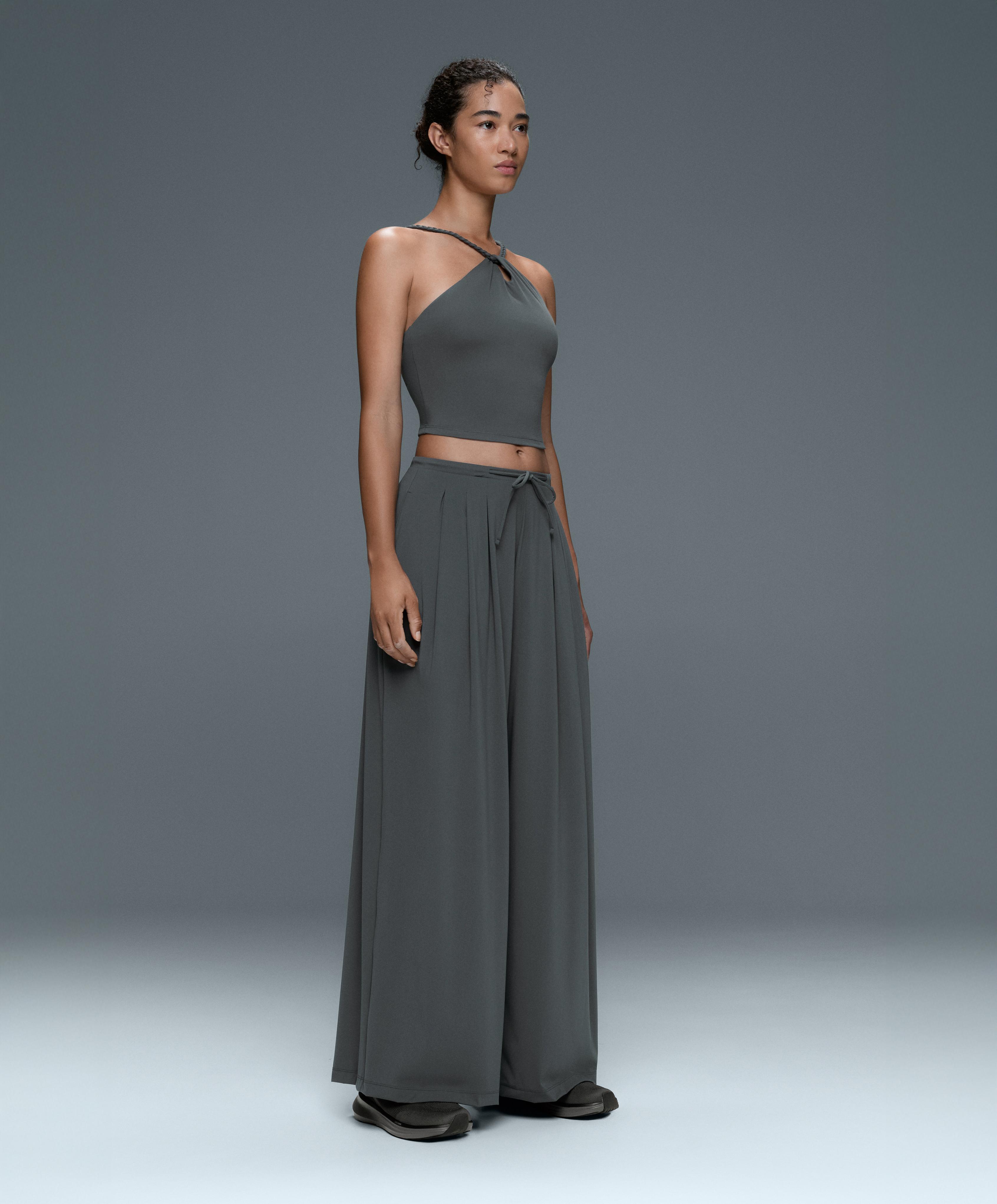 Light Touch wide-leg trousers with darts — STEEL GREY