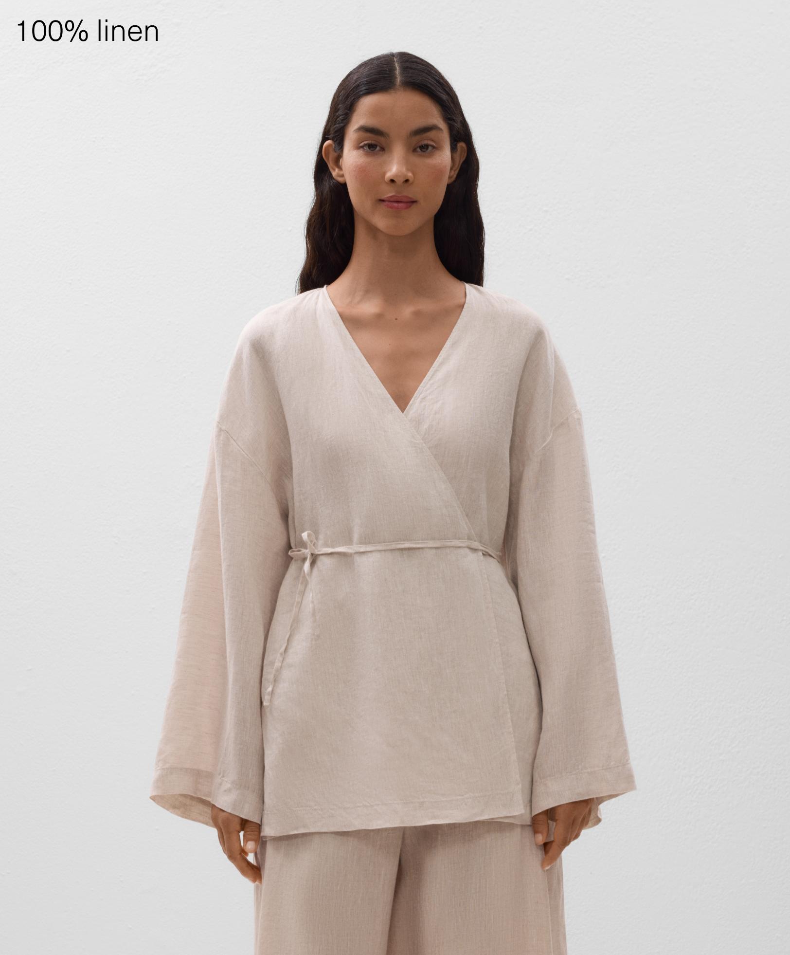 100% linen side tie kimono shirt 100% linen side tie kimono shirt