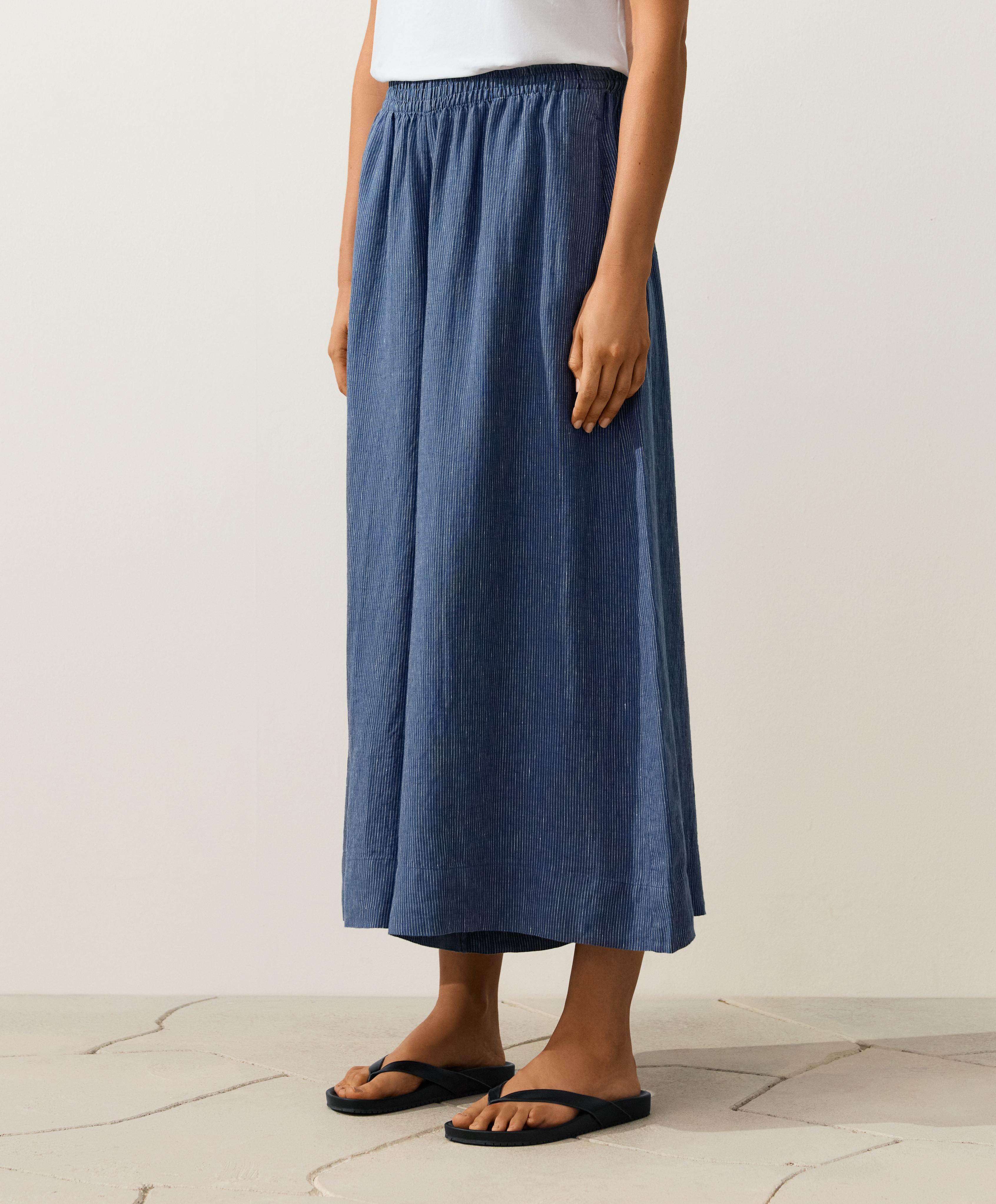 100% linen super wide-leg cropped trousers