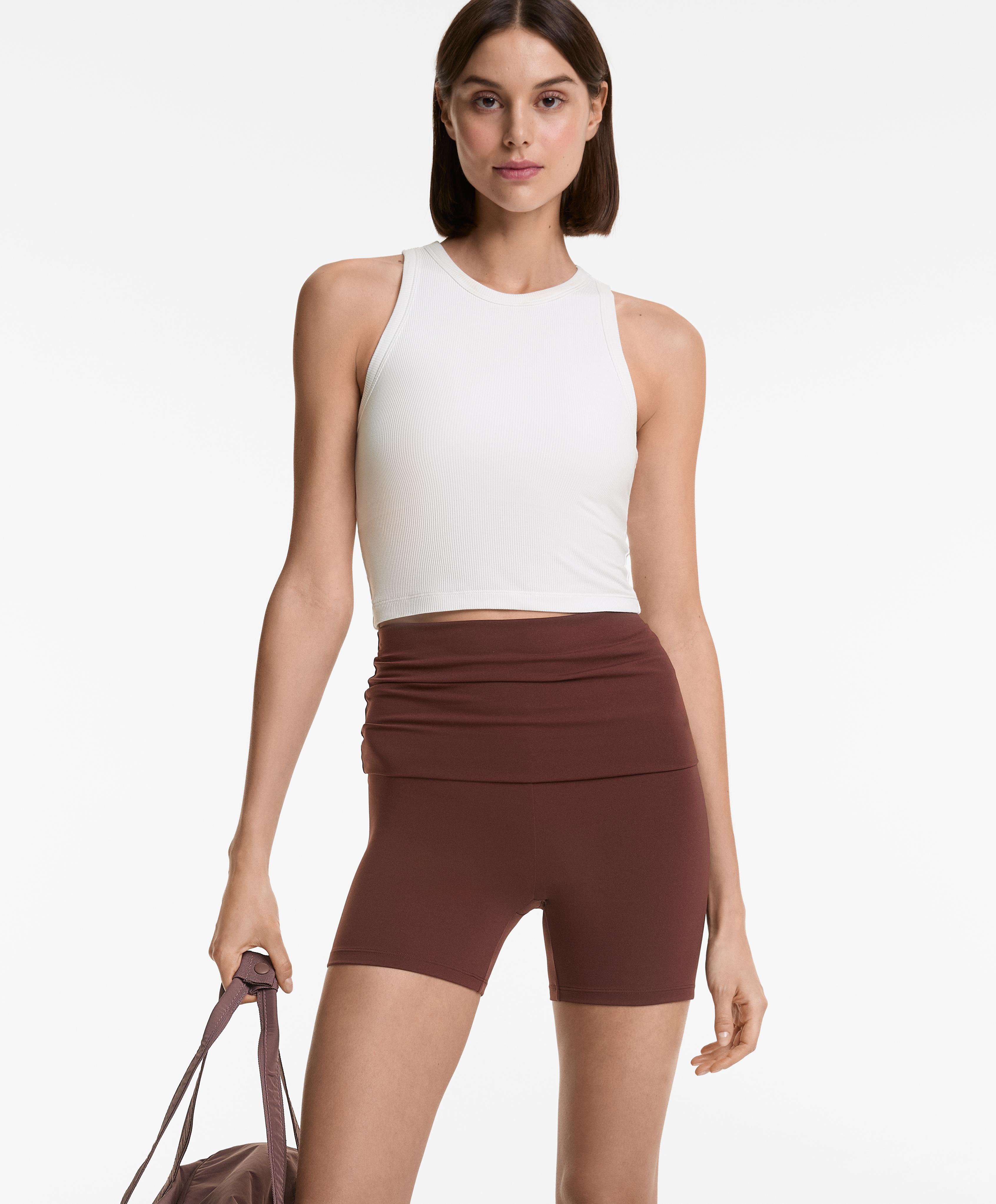 Rib modal blend long tank top — WHITE