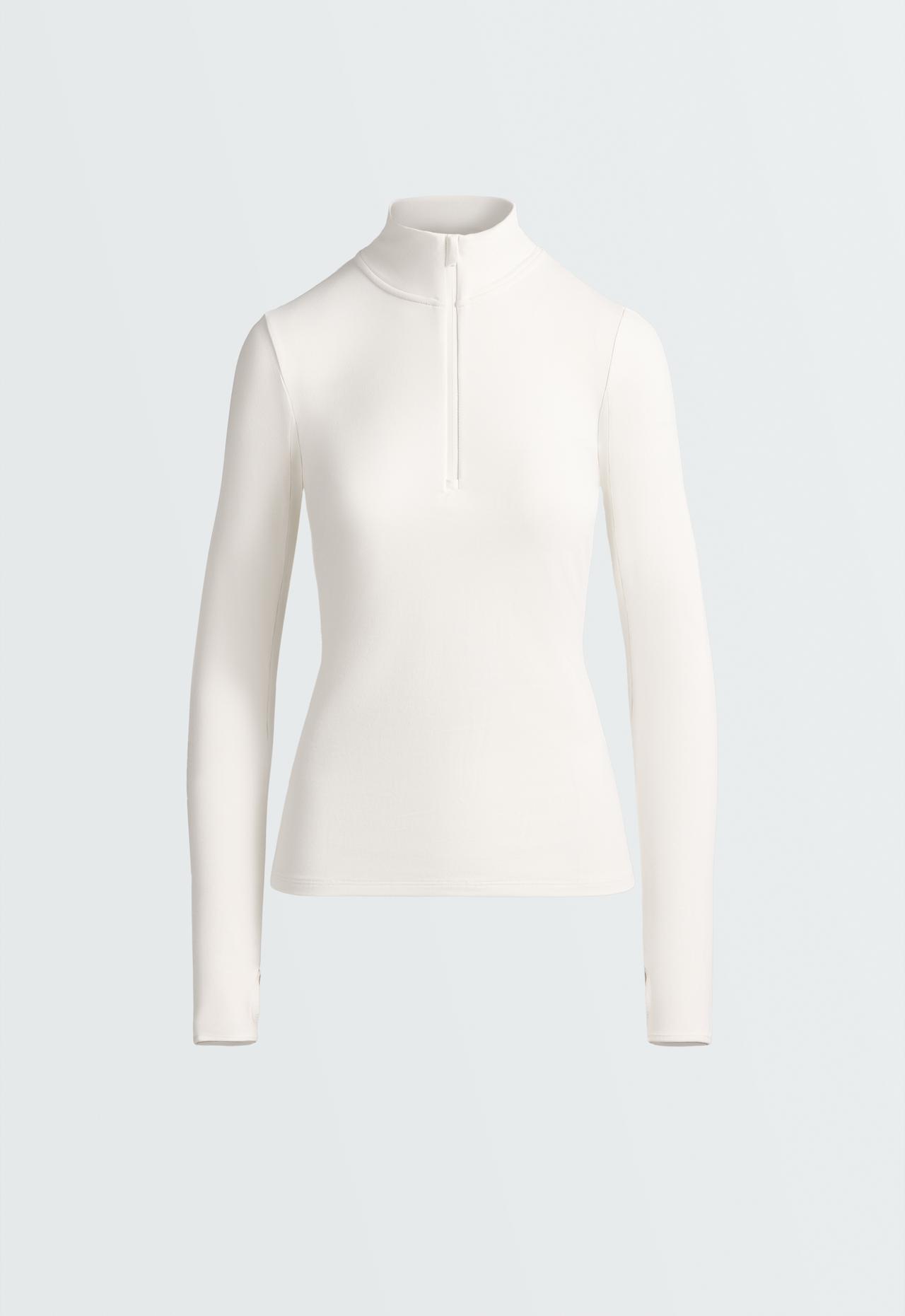 Thermal Base layer mid zip T-shirt — WHITE