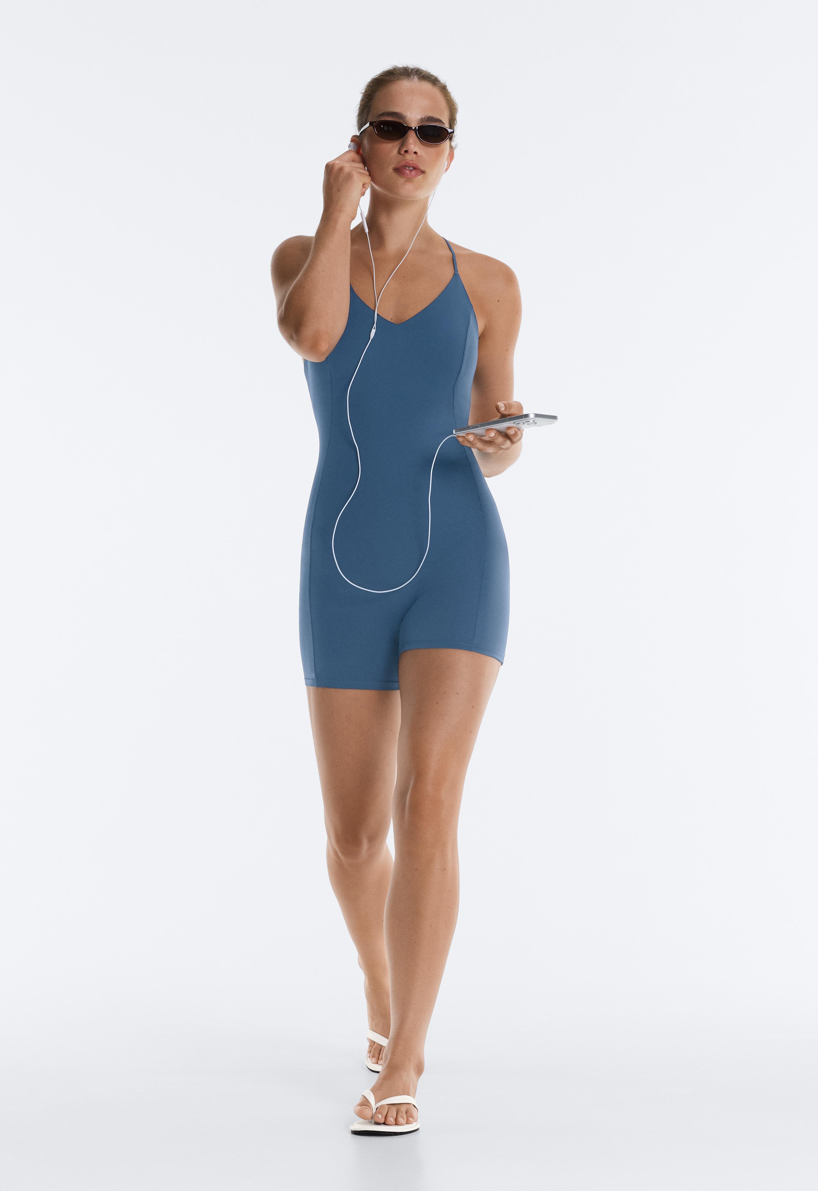 Comfortlux crossover strap short jumpsuit