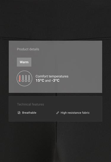 Ankle-length High rise Warm leggings with zips 70cm — BLACK 2