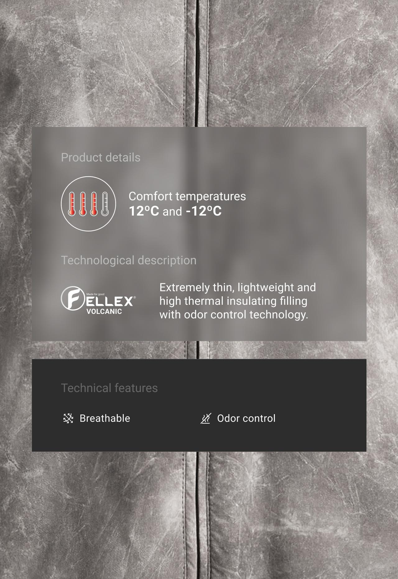 Printed boxy FELLEX® Volcanic technical padded jacket — CHARCOAL GREY