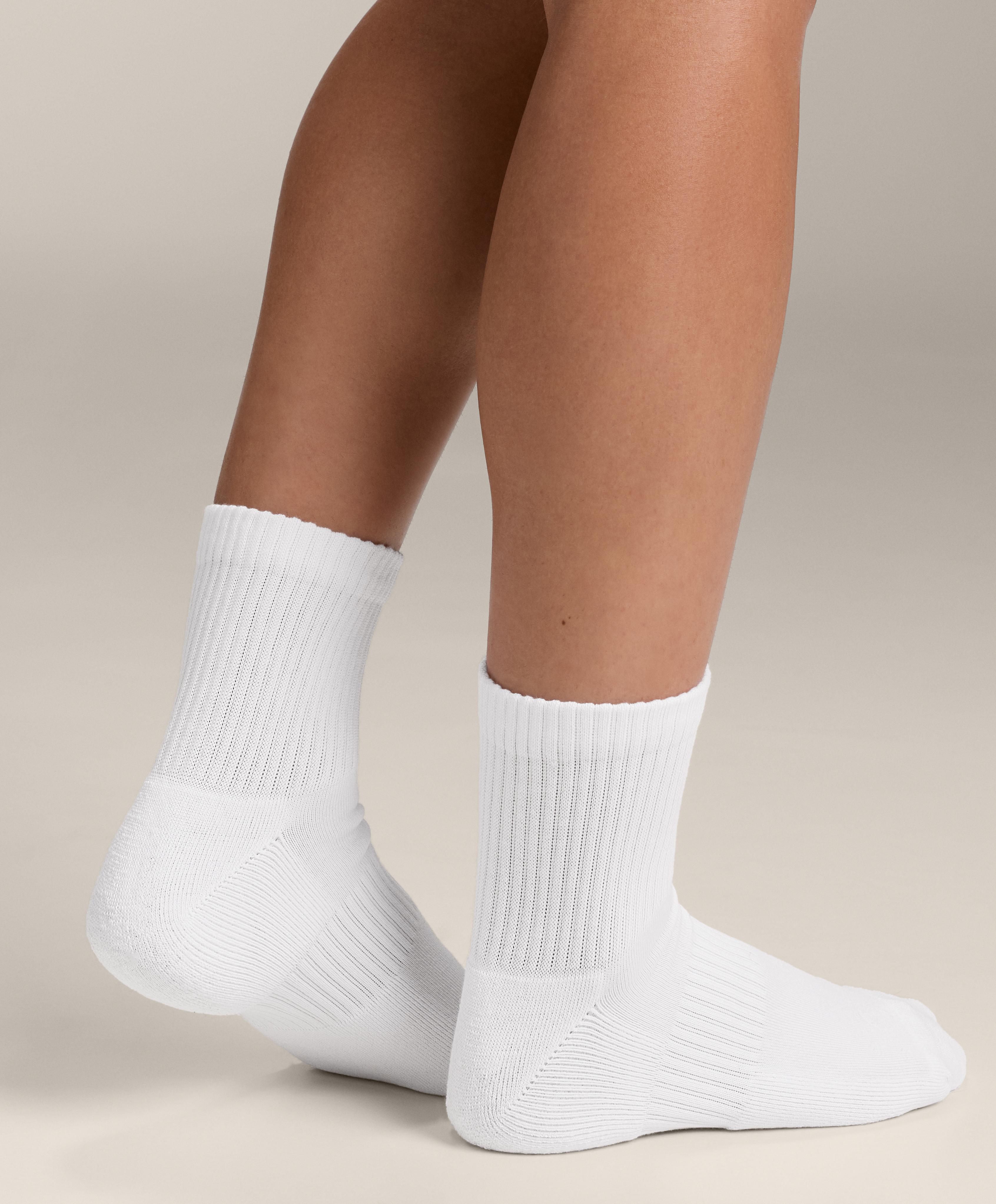 3 pairs of cotton blend quarter sports socks — WHITE