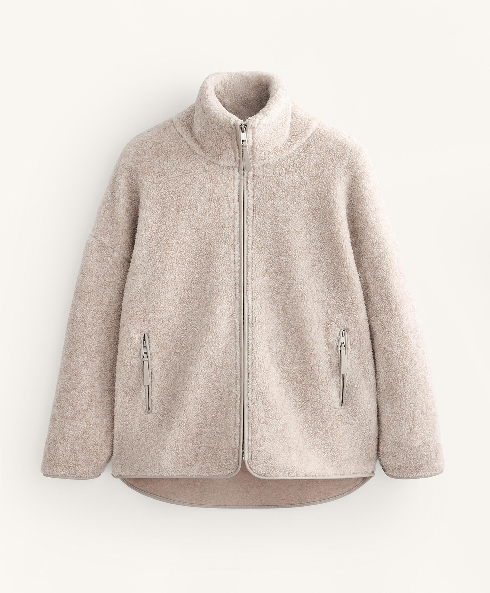 Oversize faux-shearling jacket — PALE ASPHALT