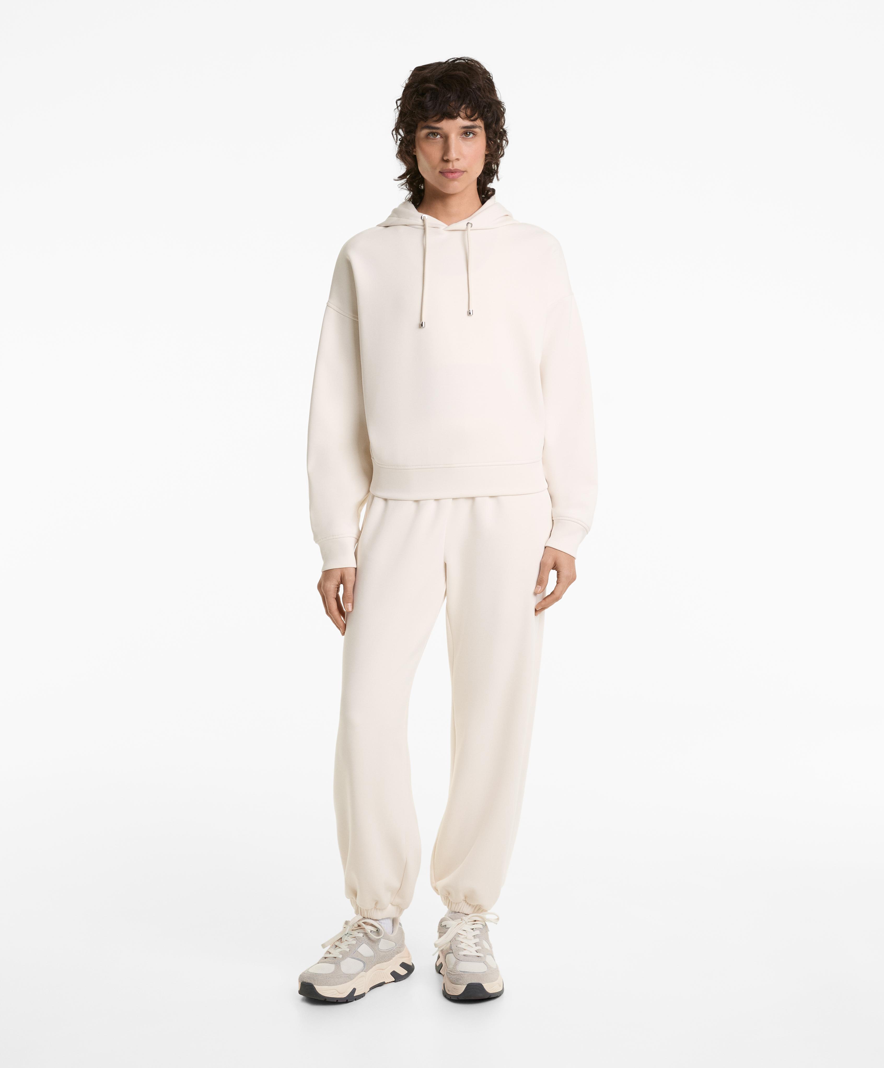 Ecru jogger tracksuit with brushed modal interior