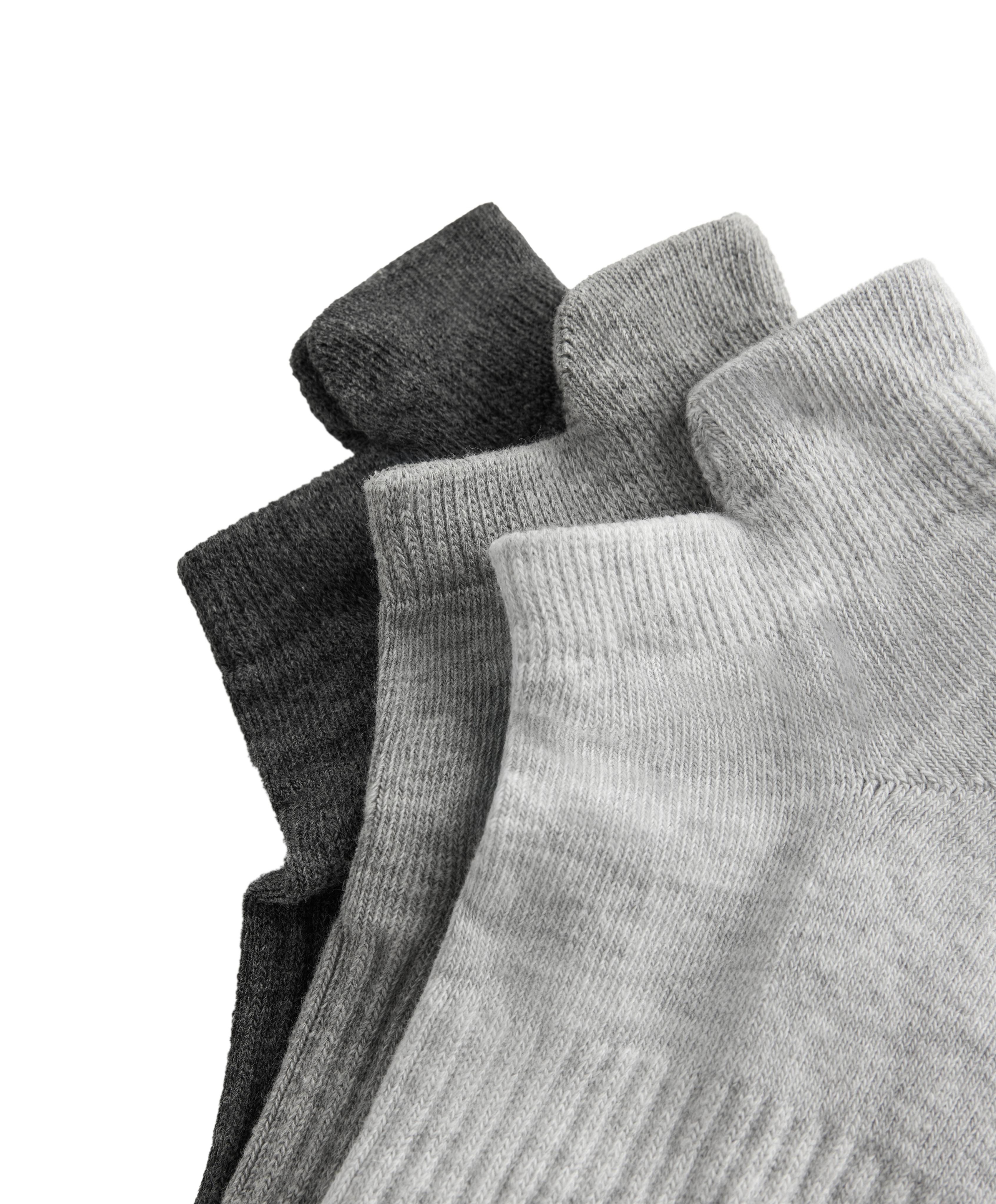 3 pairs of tab cotton blend sports sneaker socks — PALE GREY MELANGE