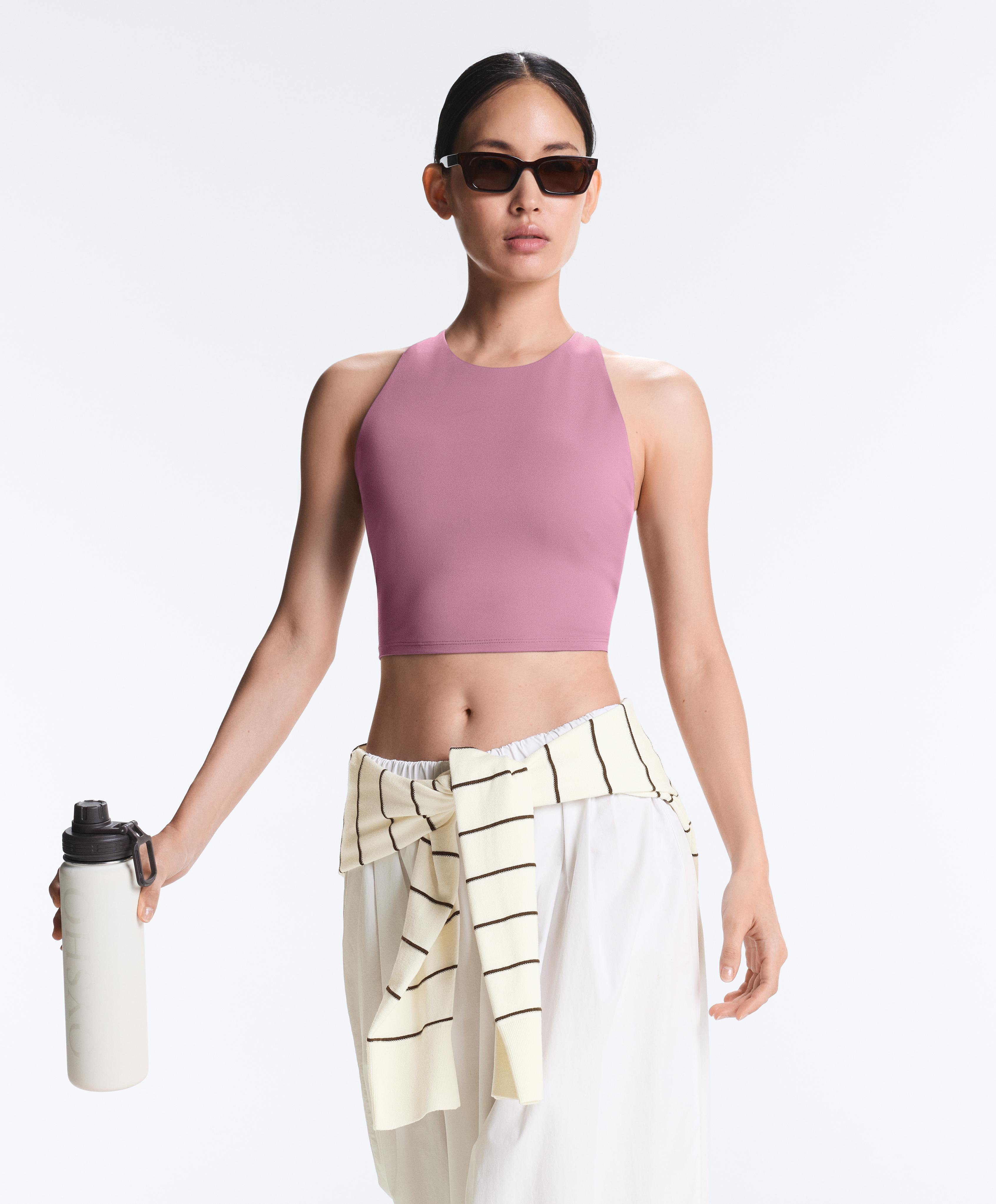 Comfortlux strappy tank top with cups — MAUVE PINK