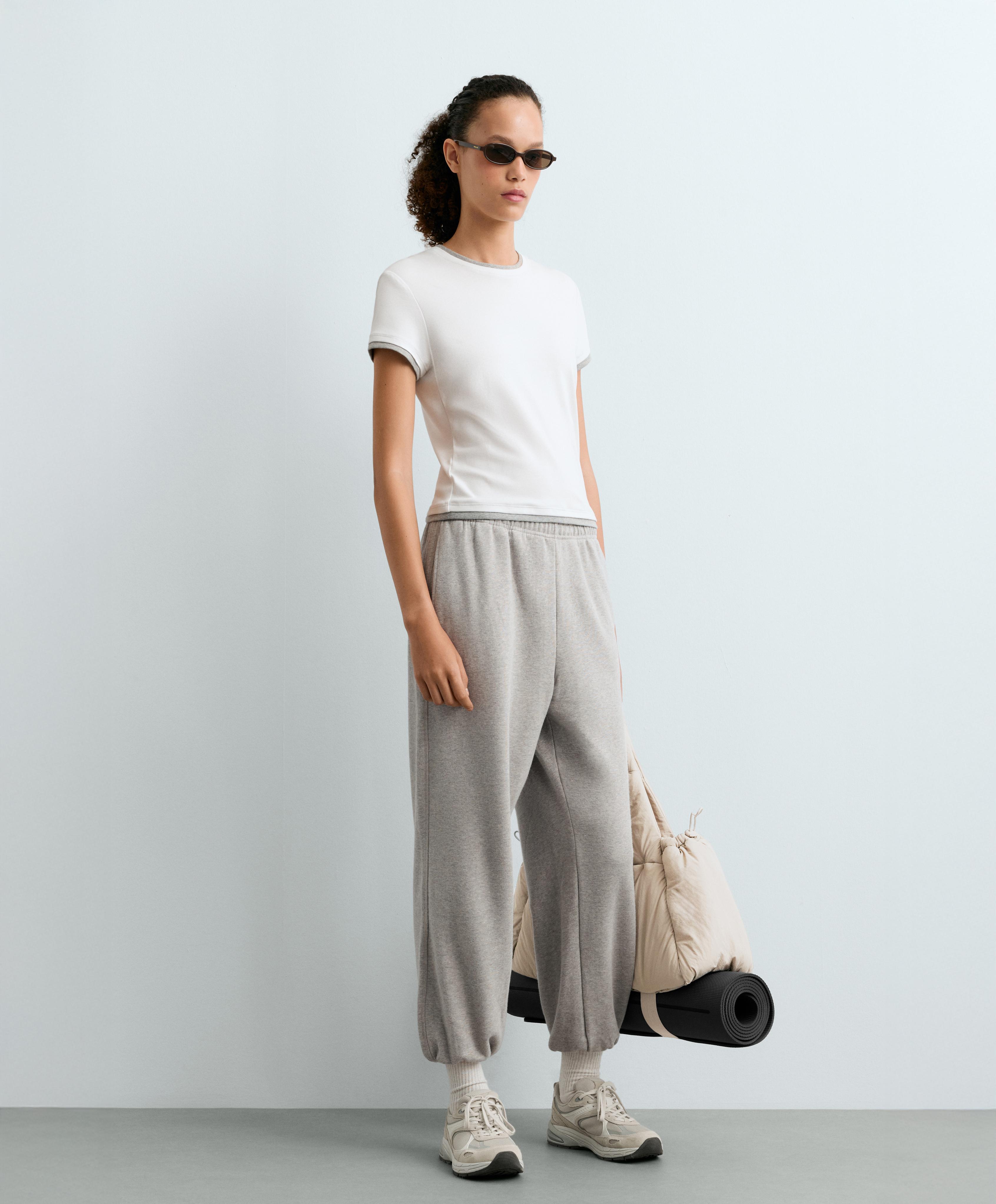 Marl fleece joggers — MID-GREY MELANGE