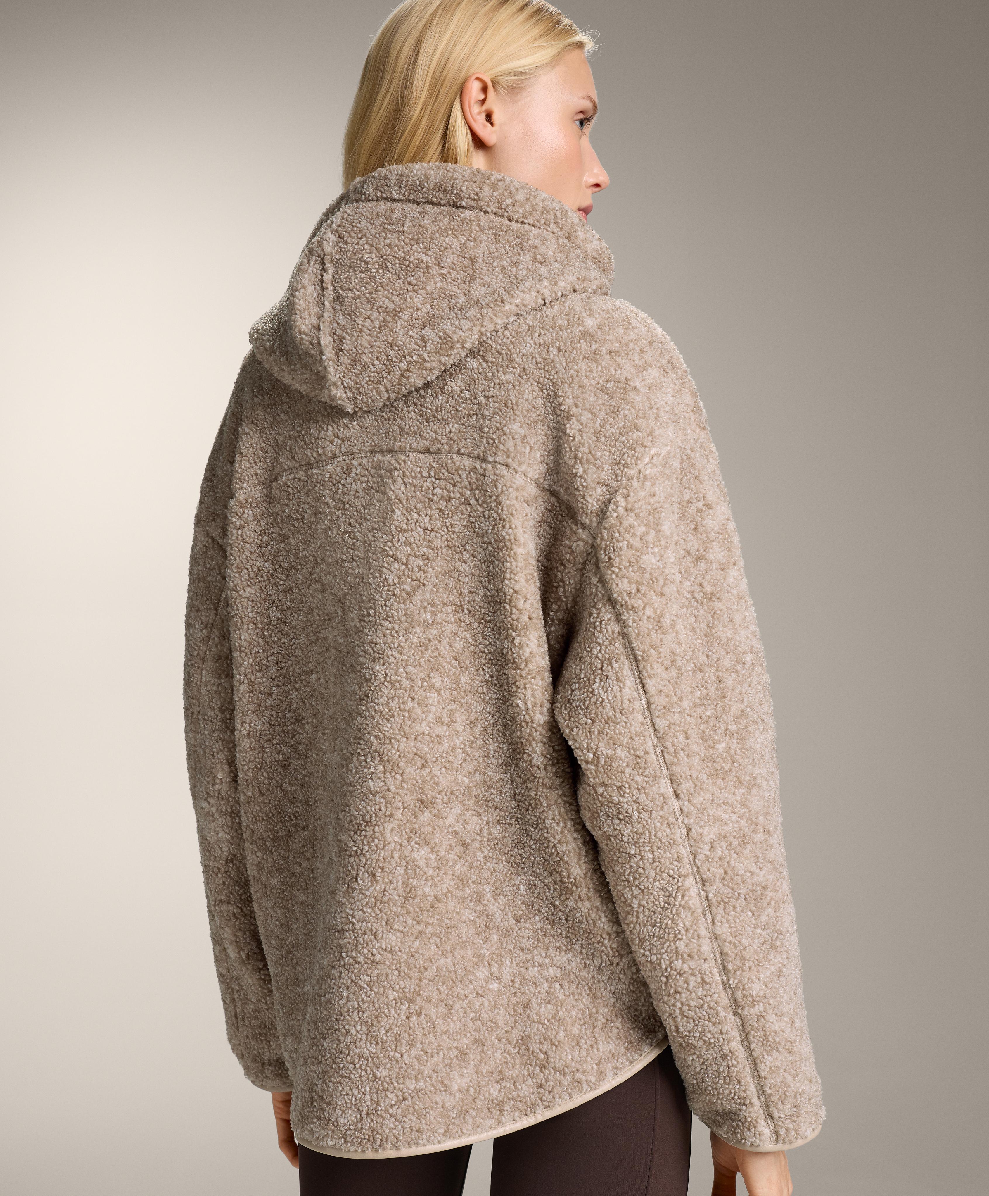 Faux-shearling hooded jacket — MINK MELANGE