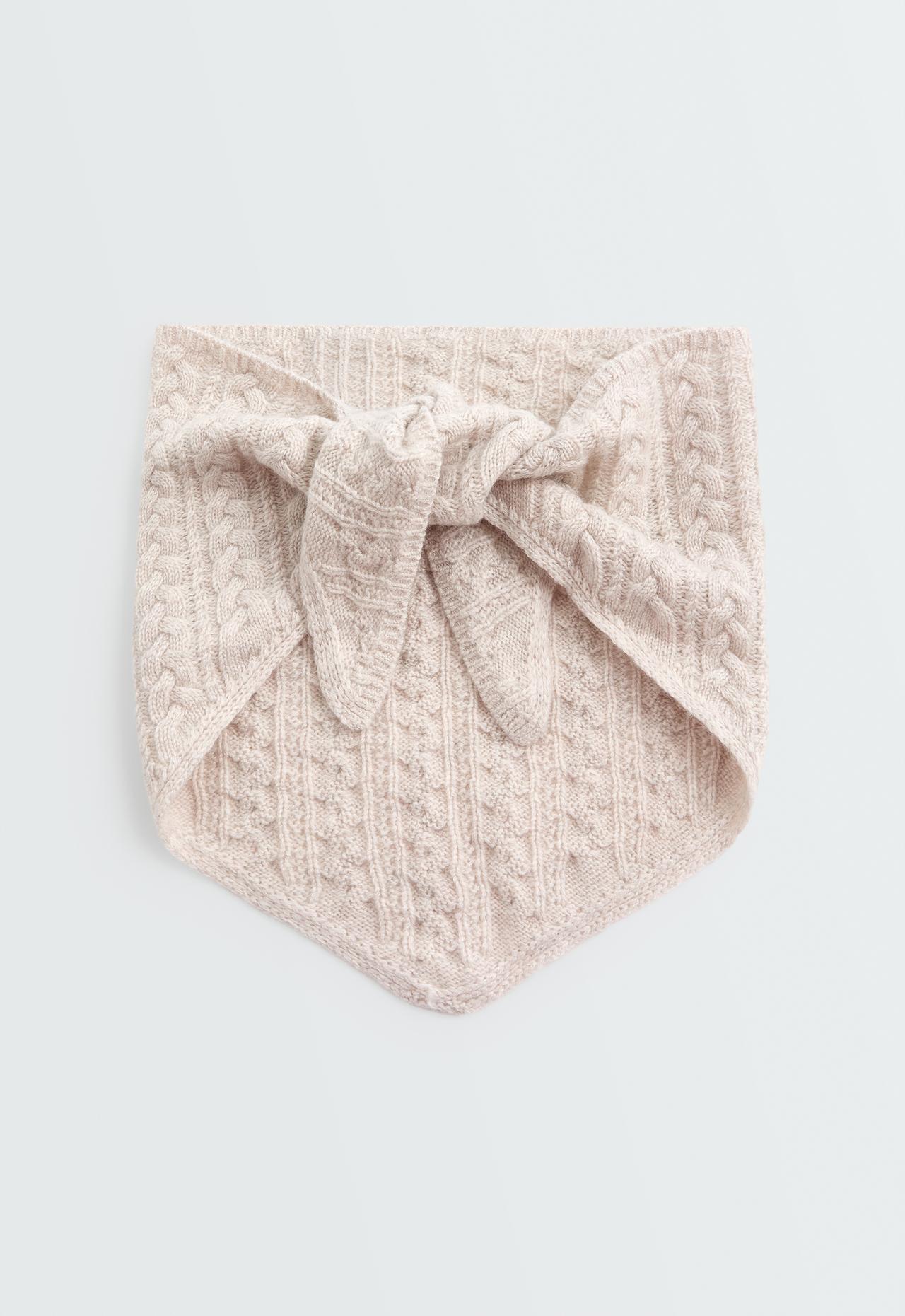 Knit bandana 90% wool 10% cashmere braided — ECRU