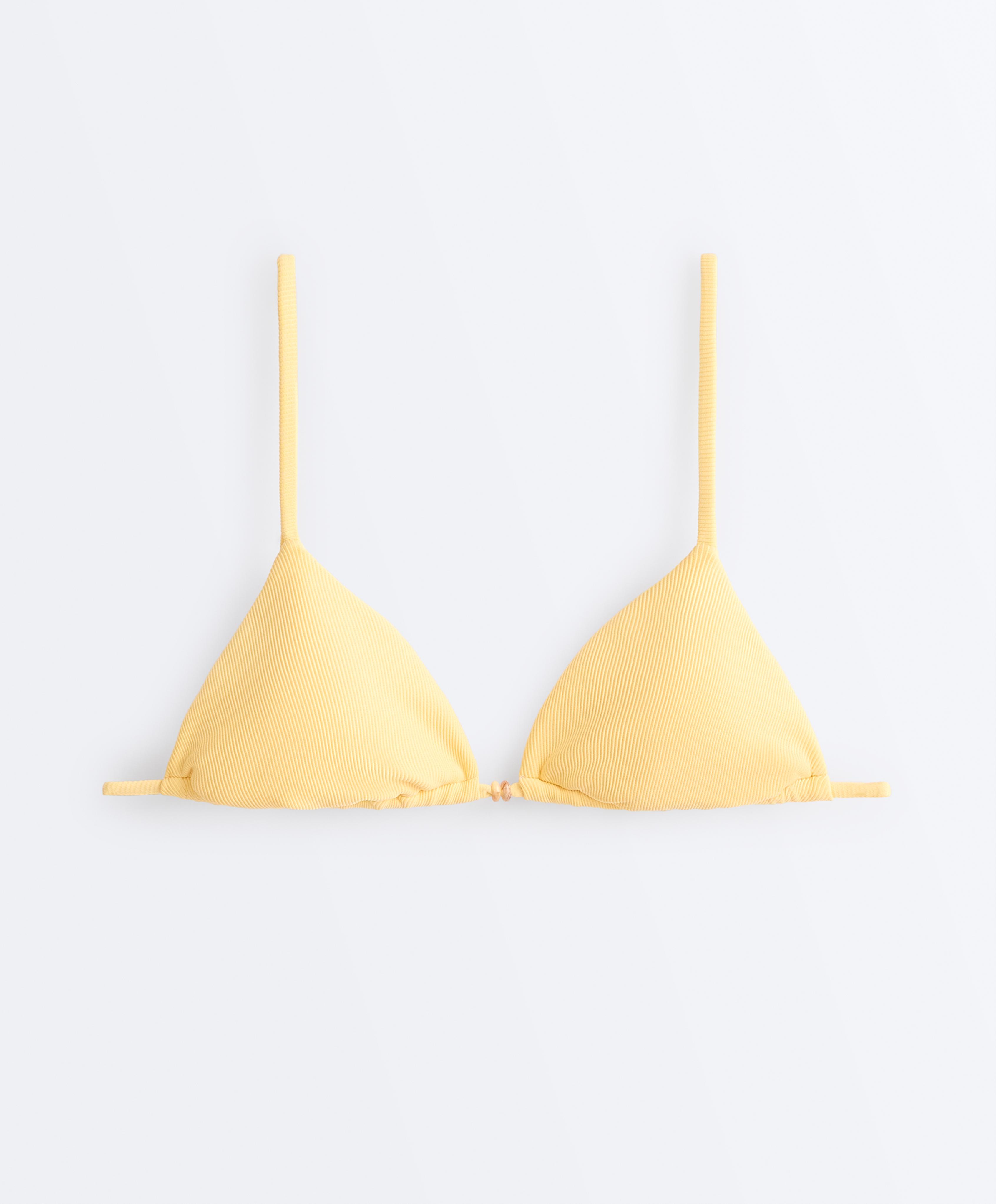 Rib triangle bikini top — SOFT YELLOW
