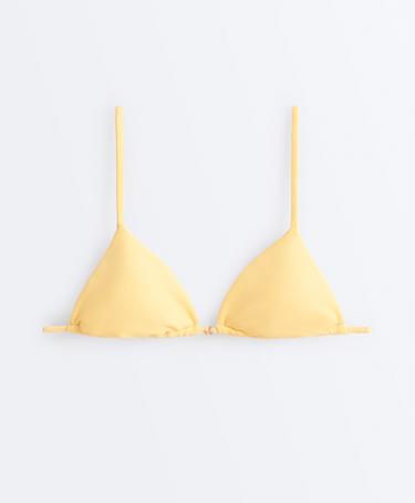 Rib triangle bikini top — SOFT YELLOW 9