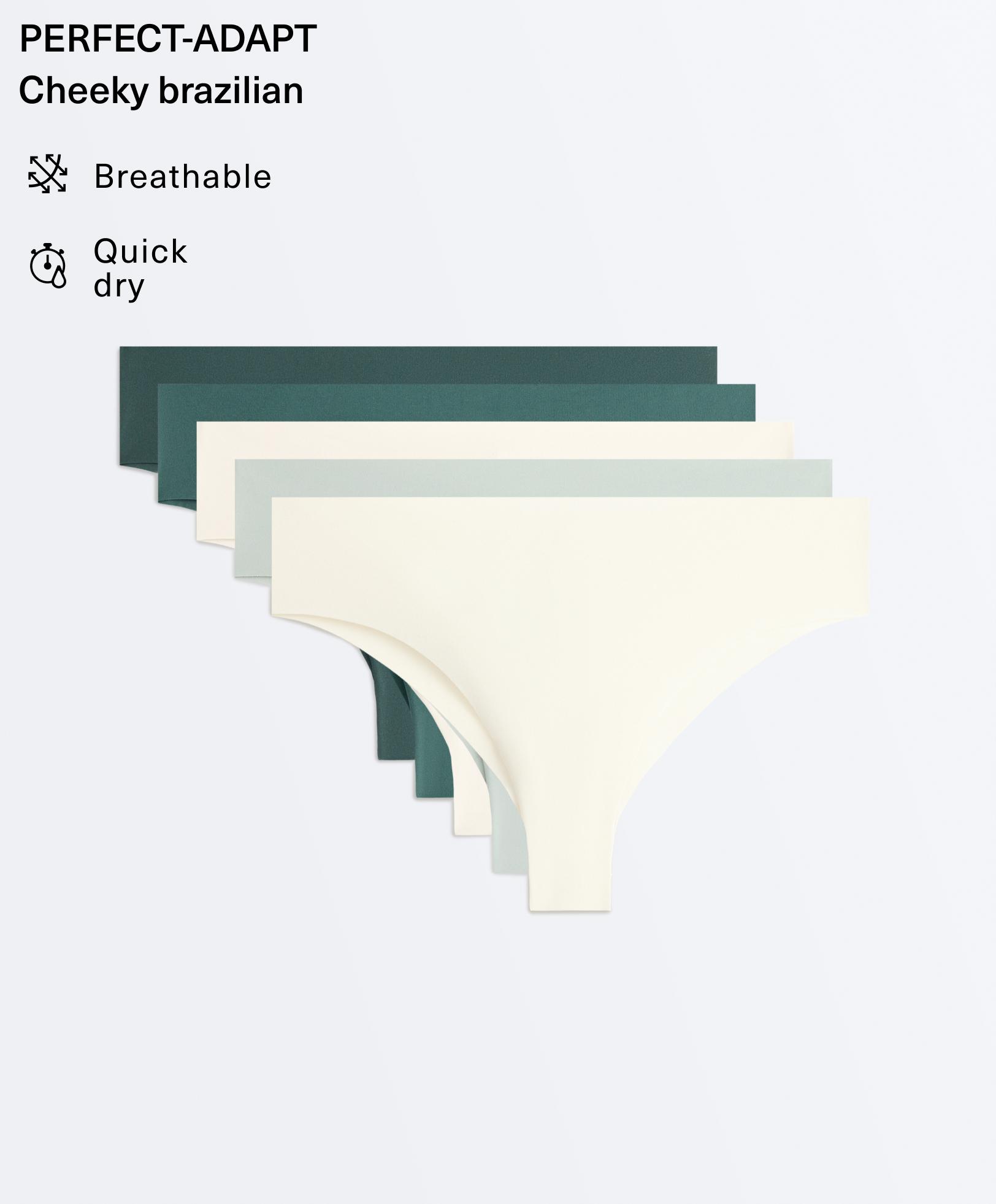 3 invisible polyamide blend laser-cut Brazilian briefs — WASHED GREEN