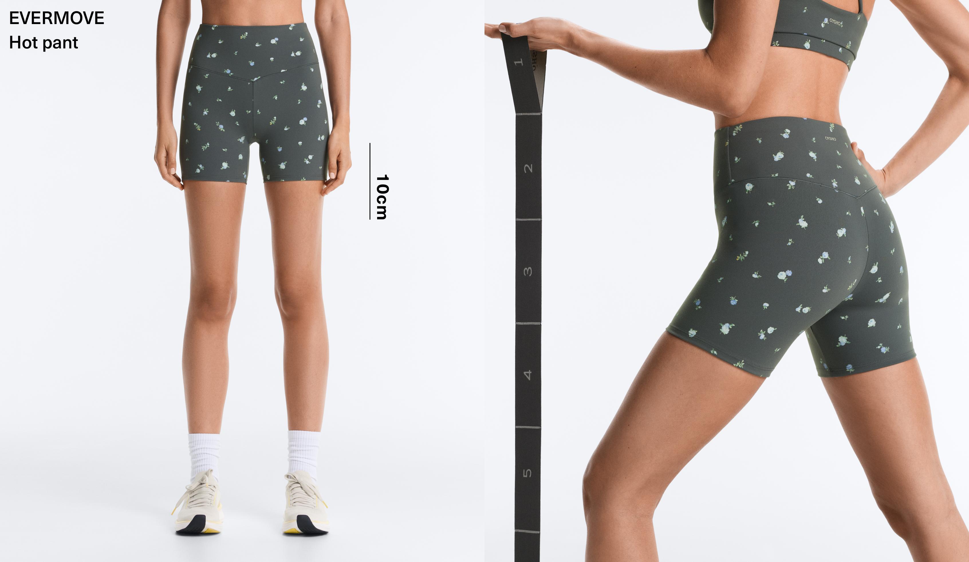 Evermove high-rise 10cm hot pants with floral print — STEEL GREY