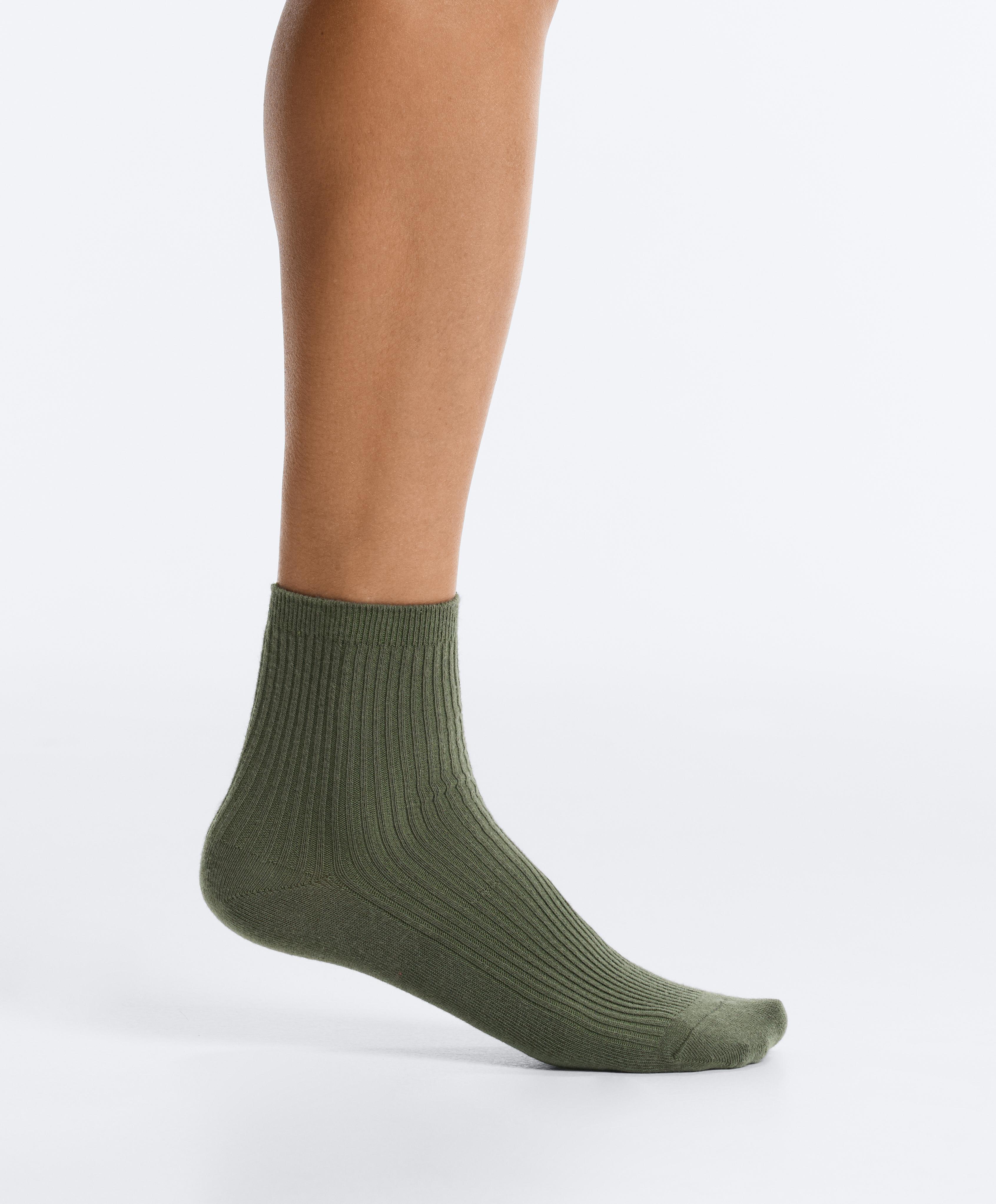 5 pairs of cotton blend quarter socks — DARK KHAKI