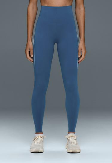 High-rise compressive core-control ankle-length leggings — MID GREY-BLUE 3