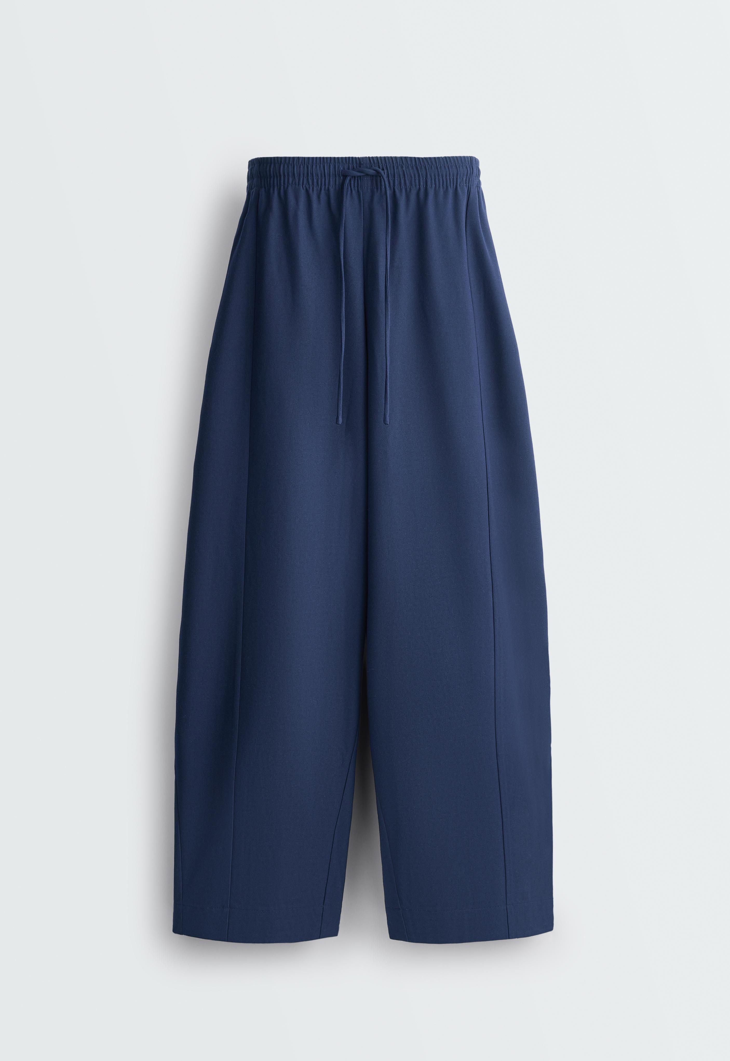 13% wool balloon trousers — NAVY BLUE