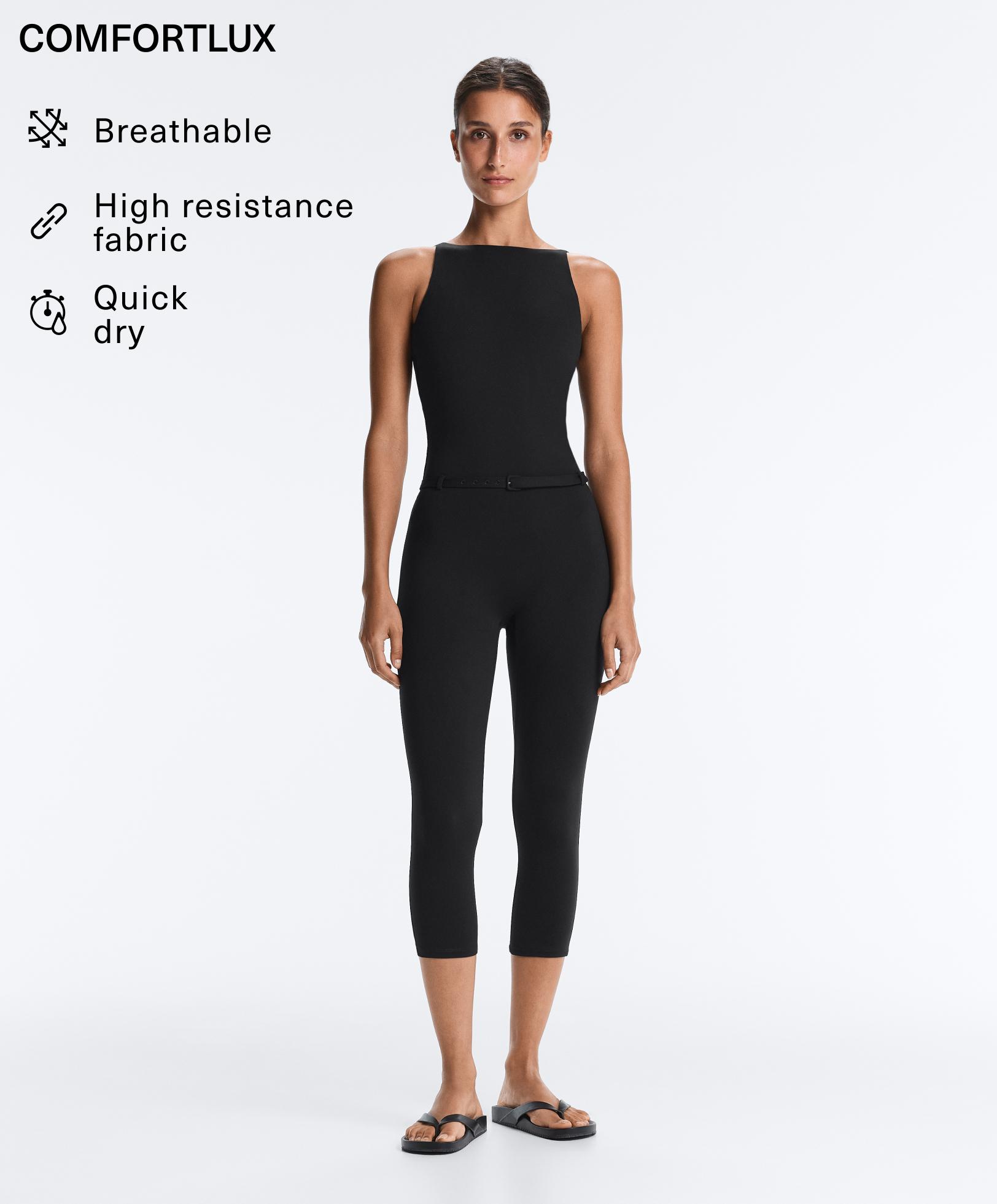 Comfortlux capri jumpsuit with belt