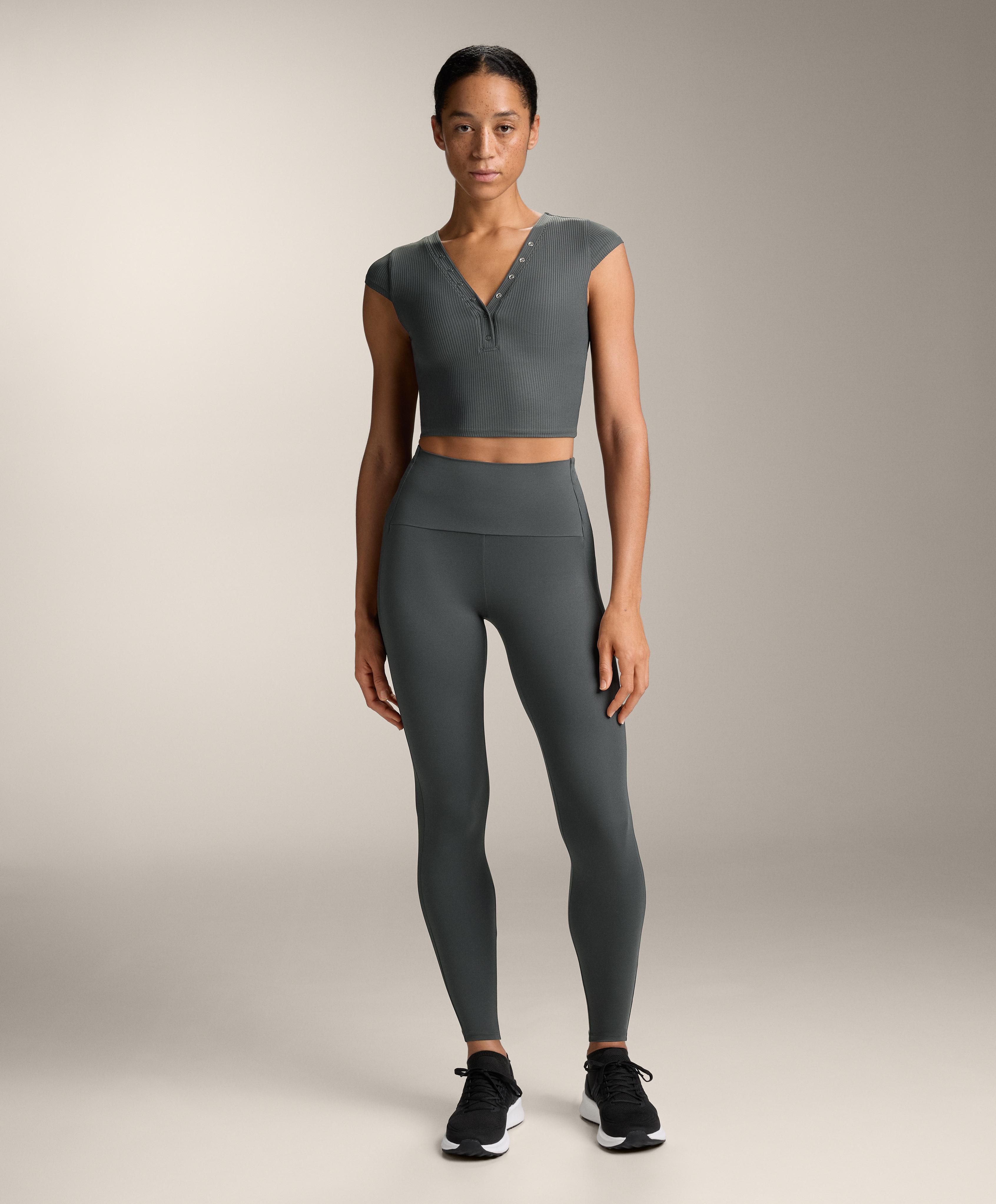 Comfortlux high-rise ankle-length rib leggings