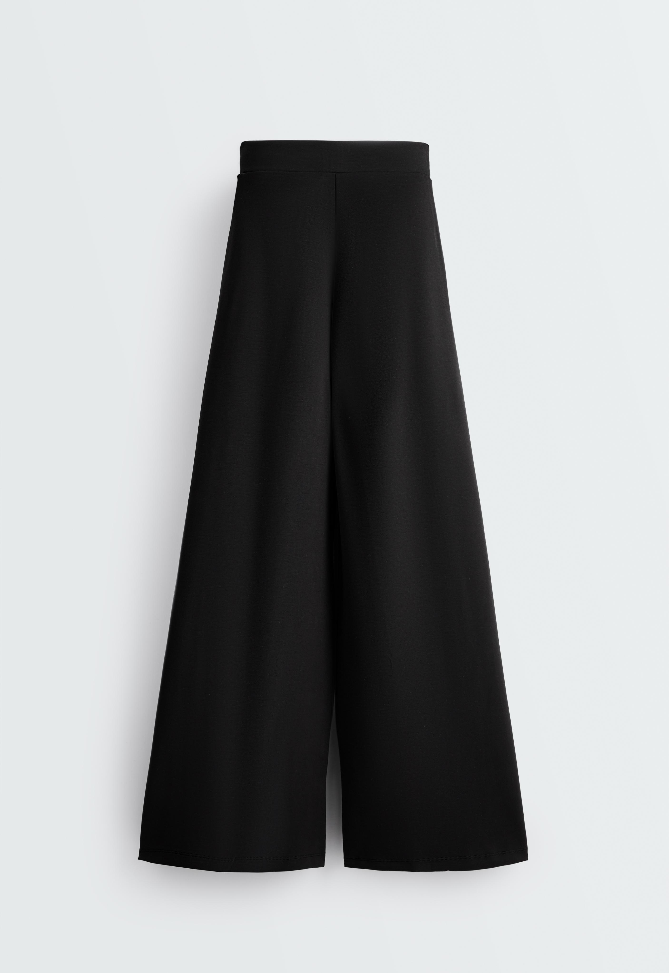 Soft-touch wide trousers with modal — BLACK