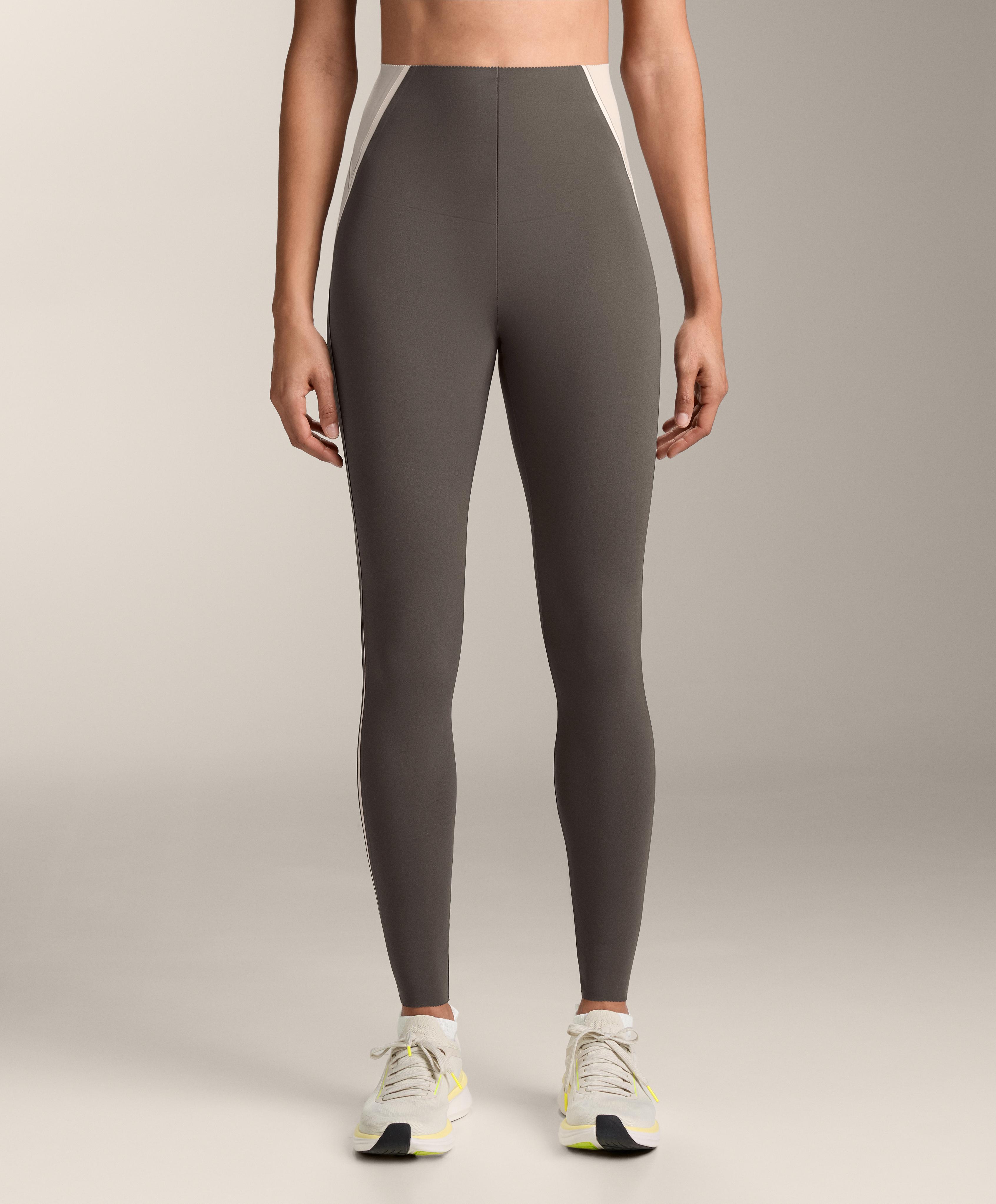 High-rise Compressive reflective core control ankle-length leggings