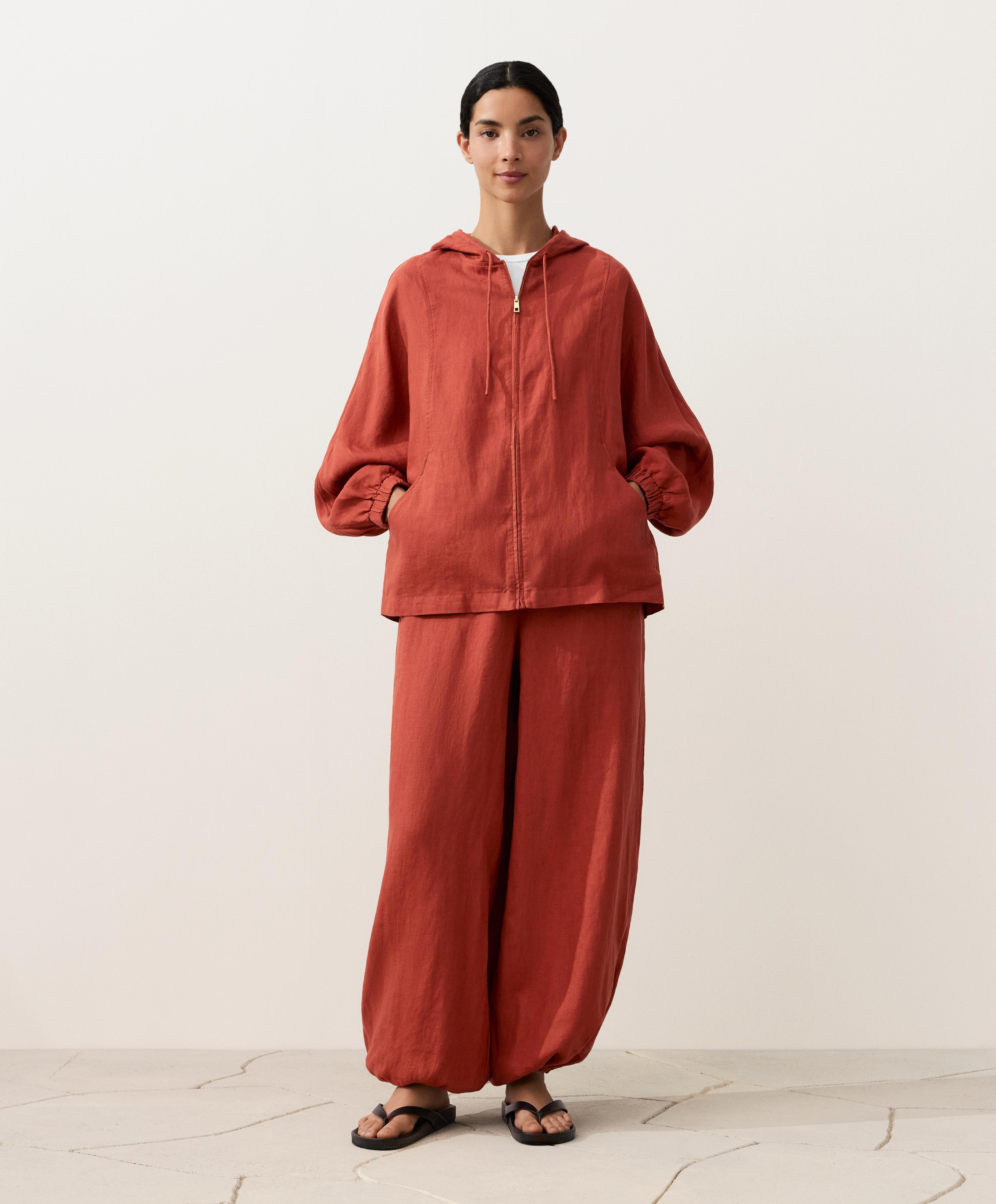 جاكيت بغطاء رأس 100% كتان