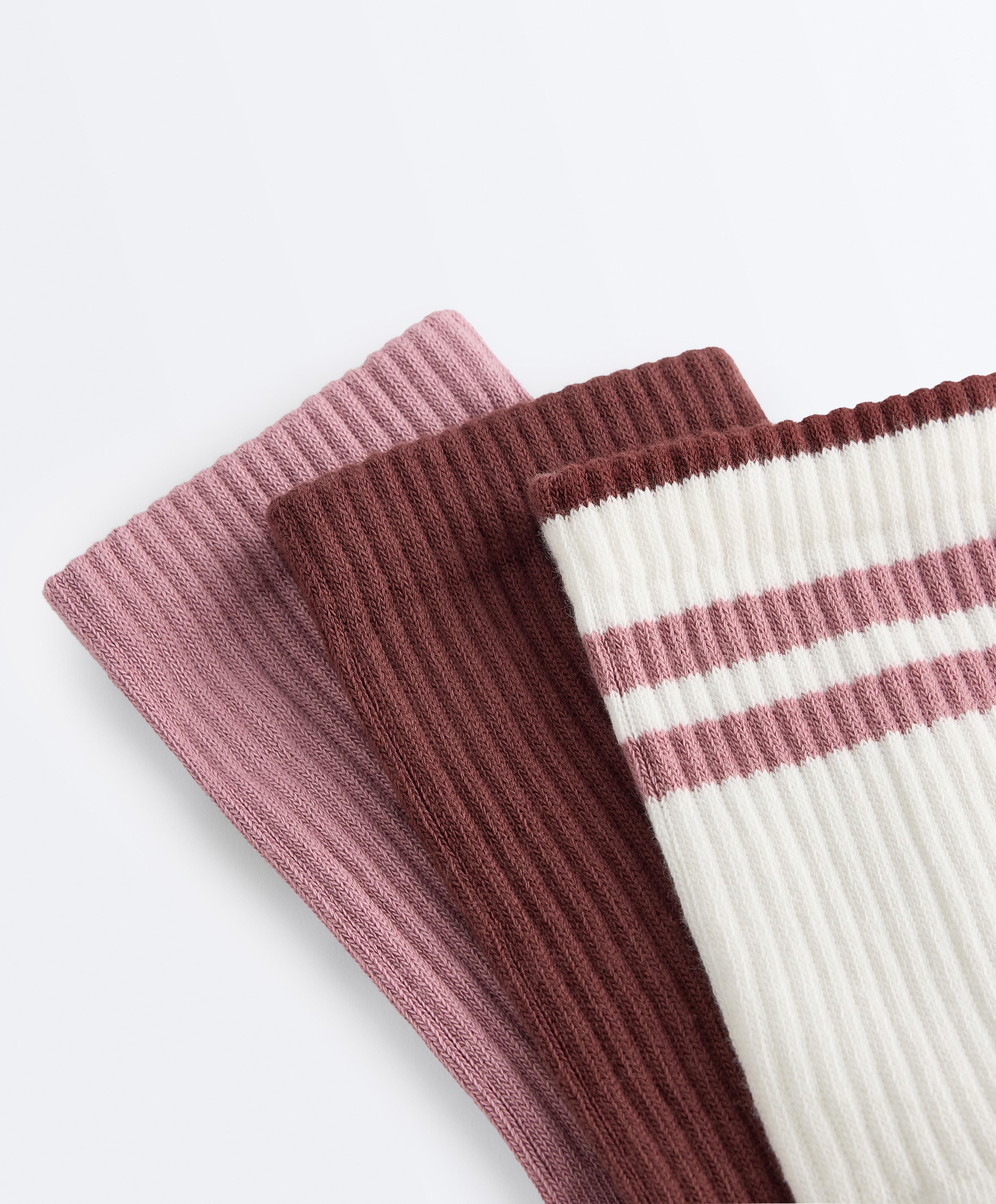 3 pairs of classic cotton blend sports socks — MAHOGANY