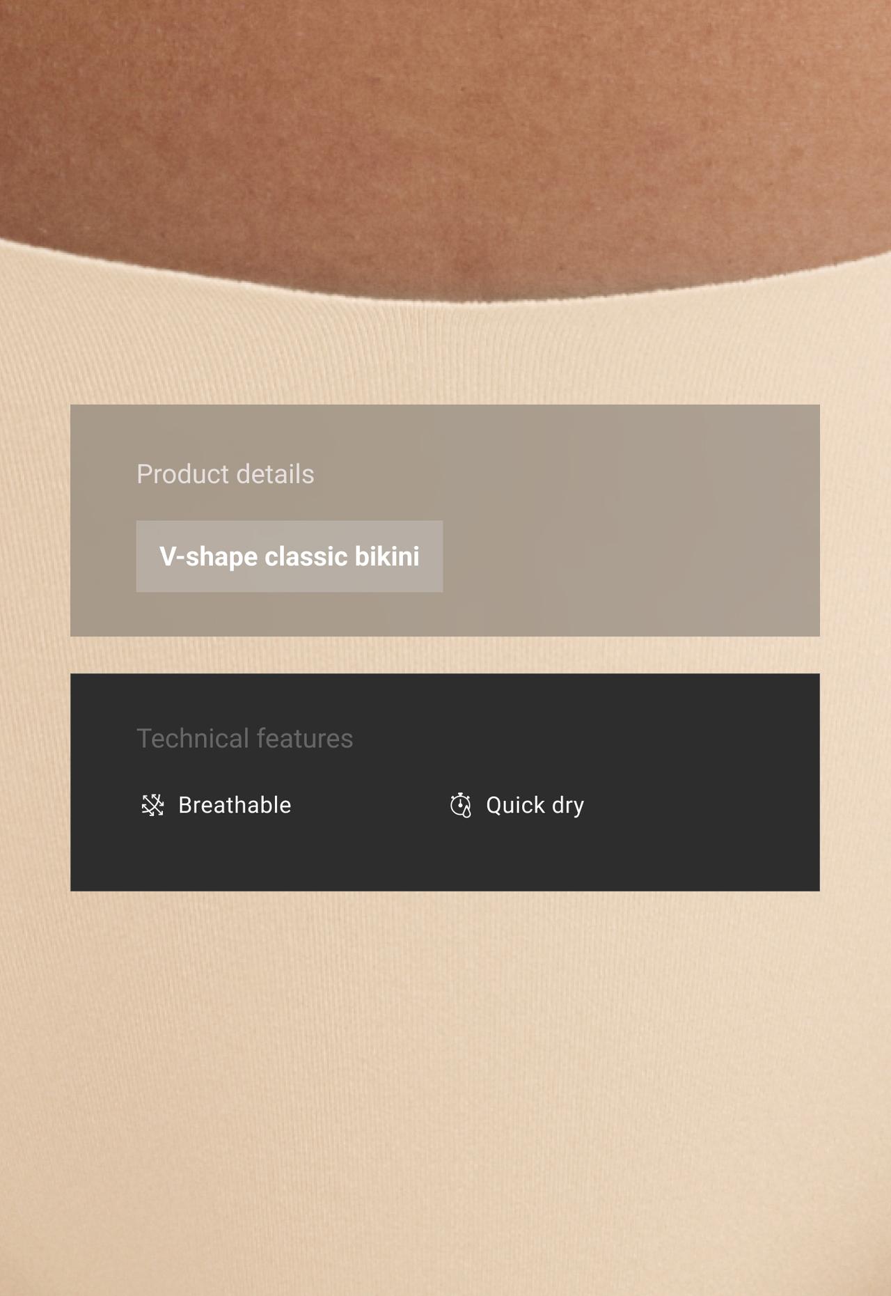 5 classic invisible polyamide blend briefs, Laser cut V-cut — VANILLA