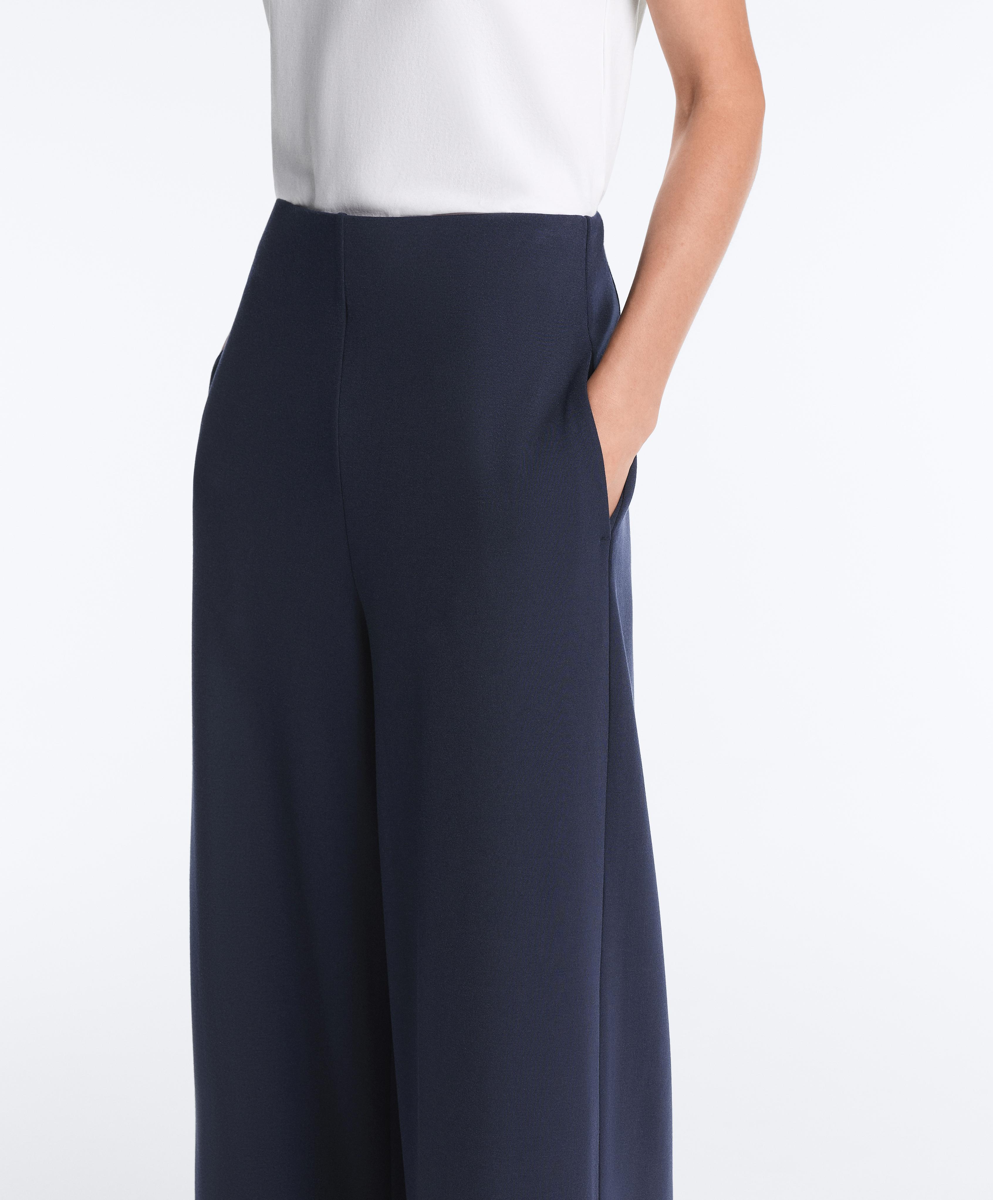 Soft-touch modal trousers with sailor stripe detail — NAVY BLUE
