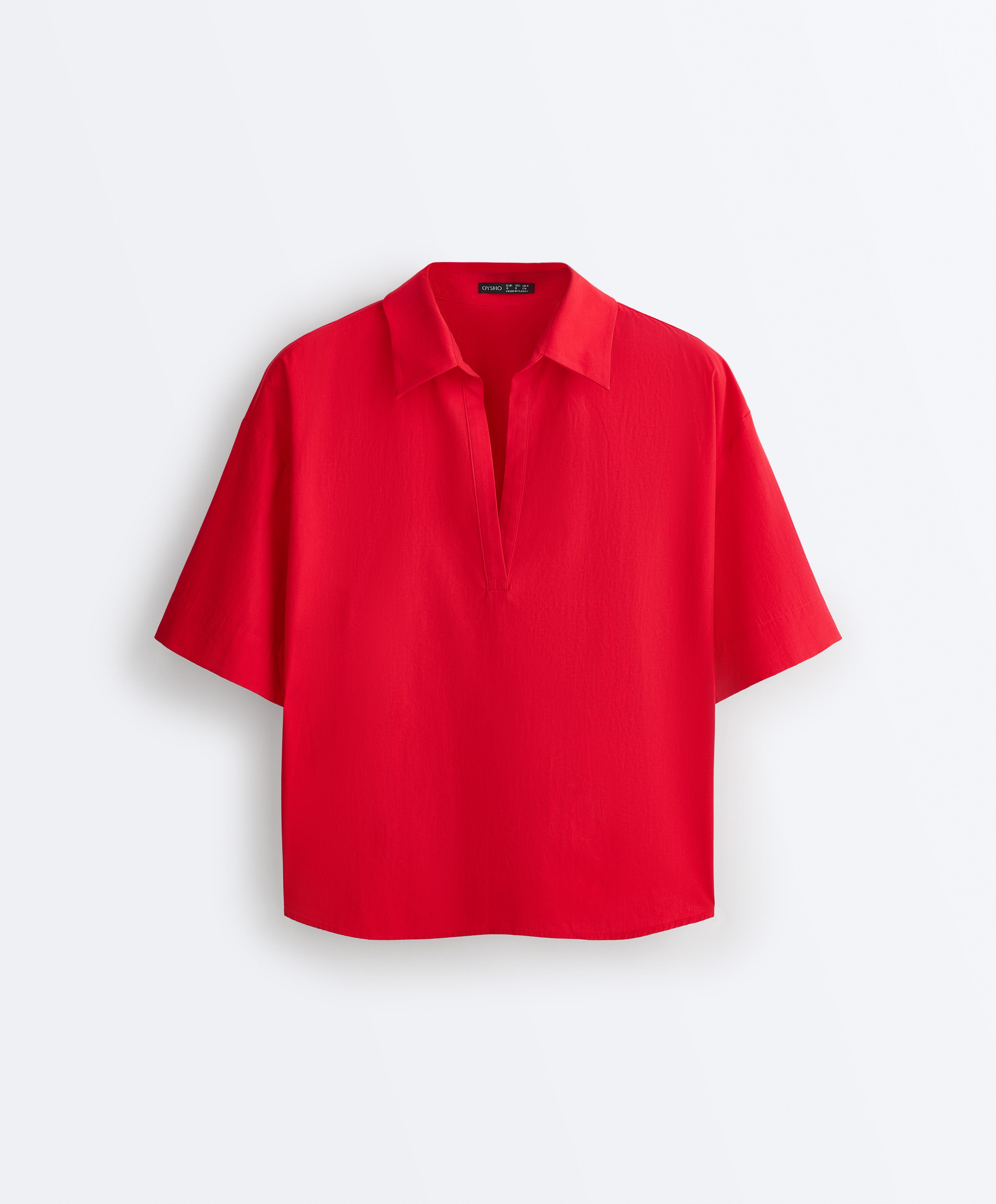 100% cotton poplin polo shirt — BRIGHT RED
