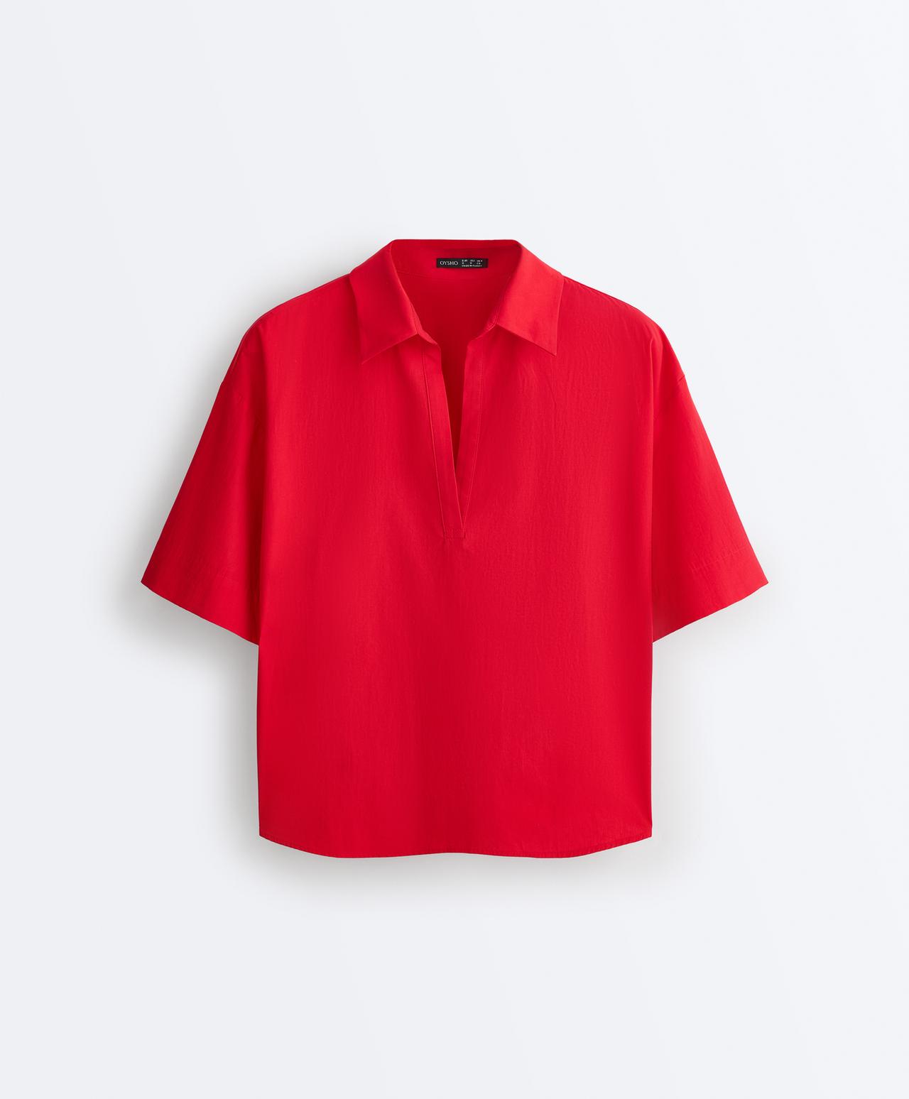 100% cotton poplin polo shirt — BRIGHT RED