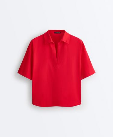 100% cotton poplin polo shirt — BRIGHT RED 7