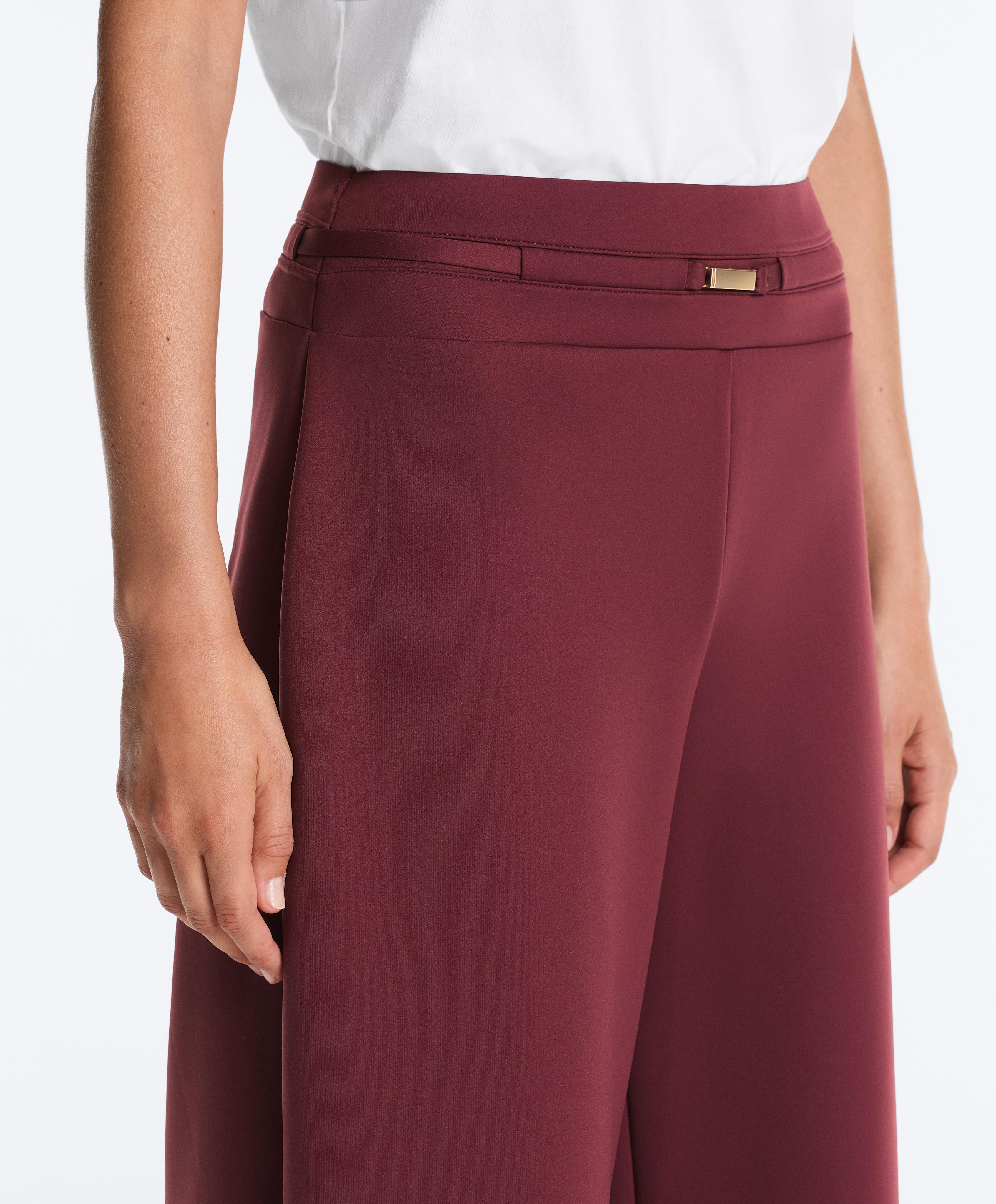 Neoprene-effect wide-leg trousers — CHERRY