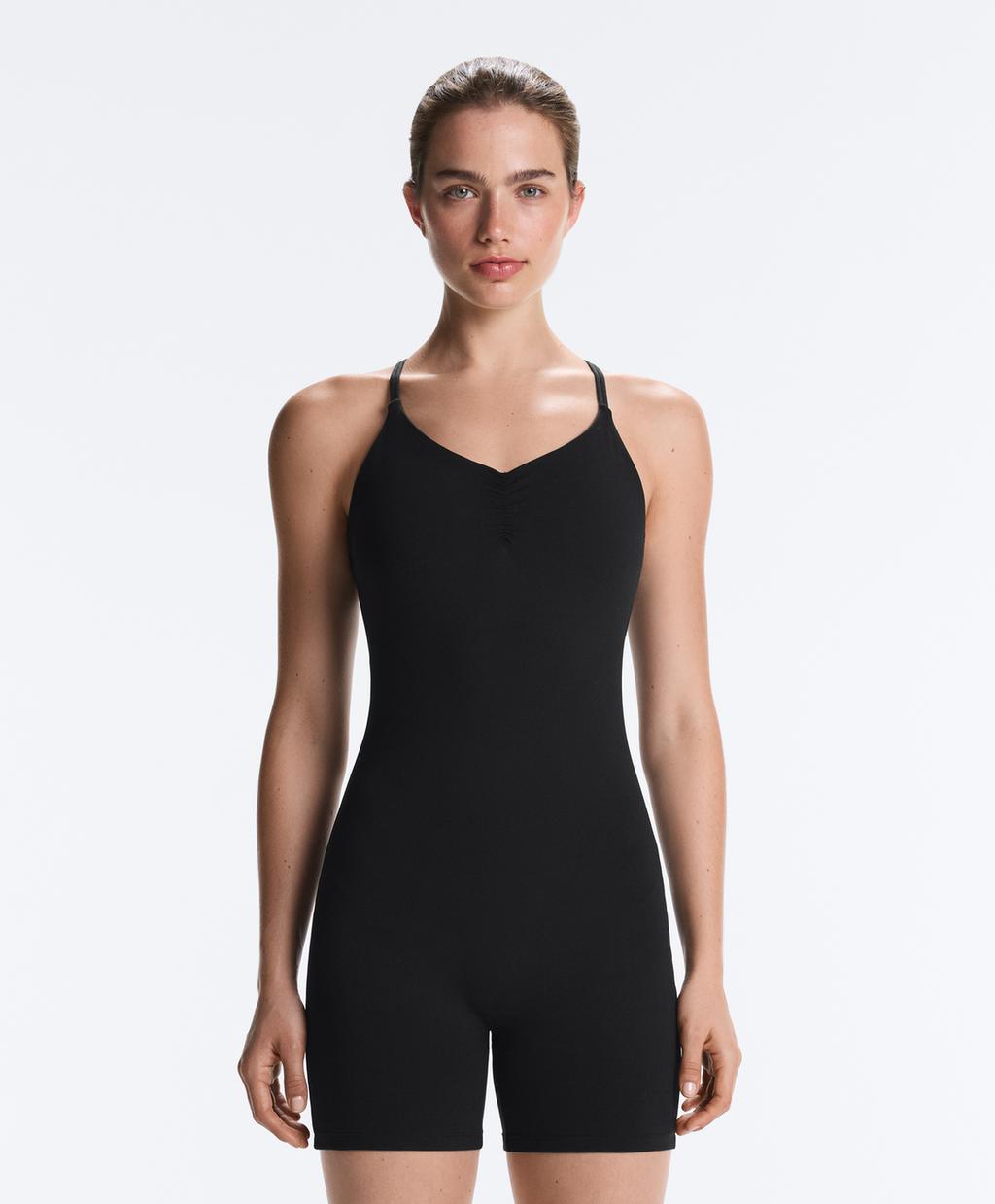 Comfortlux short jumpsuit with knot detail