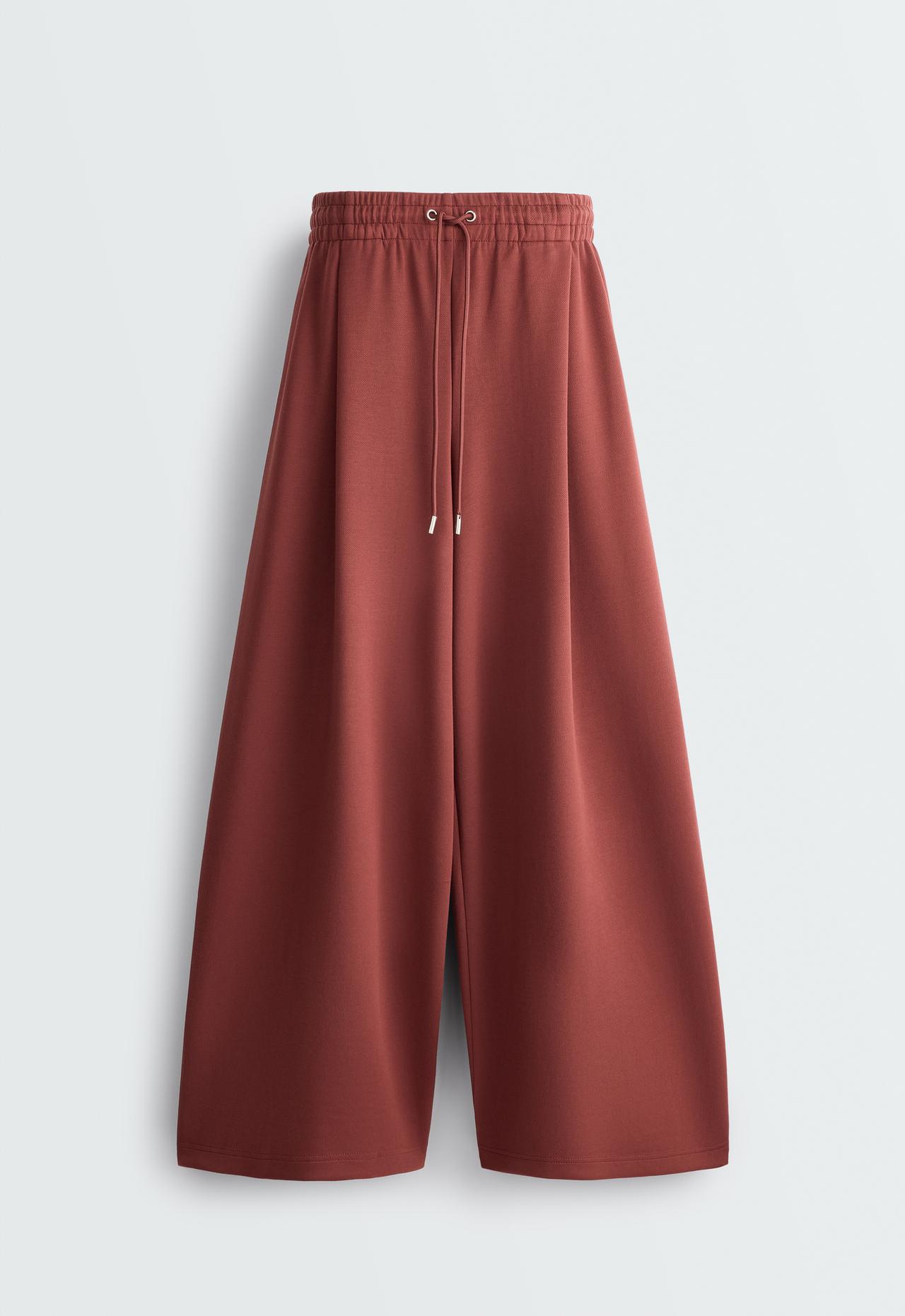 Pleated wide-leg trousers — DARK BRICK
