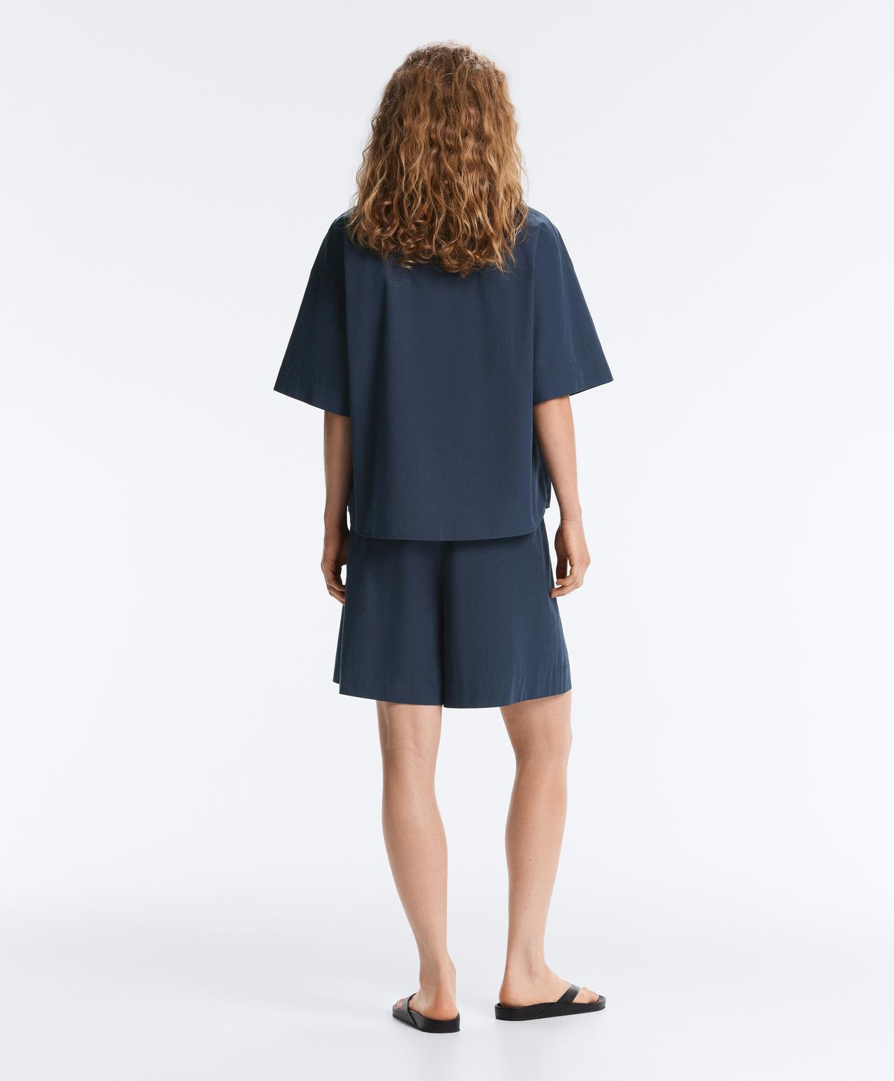 100% cotton poplin polo shirt — NAVY BLUE
