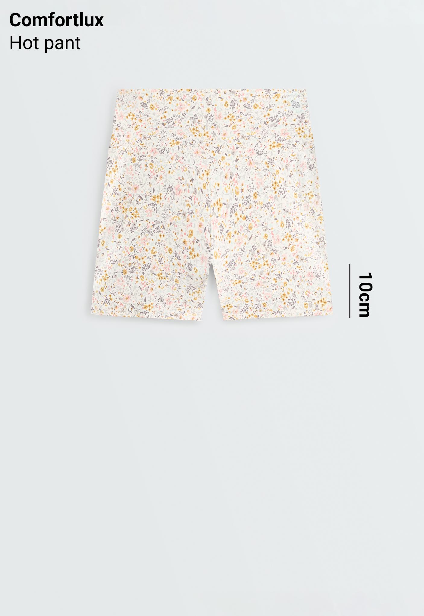 Comfortlux 10cm high-rise floral hot pants — PALE ECRU