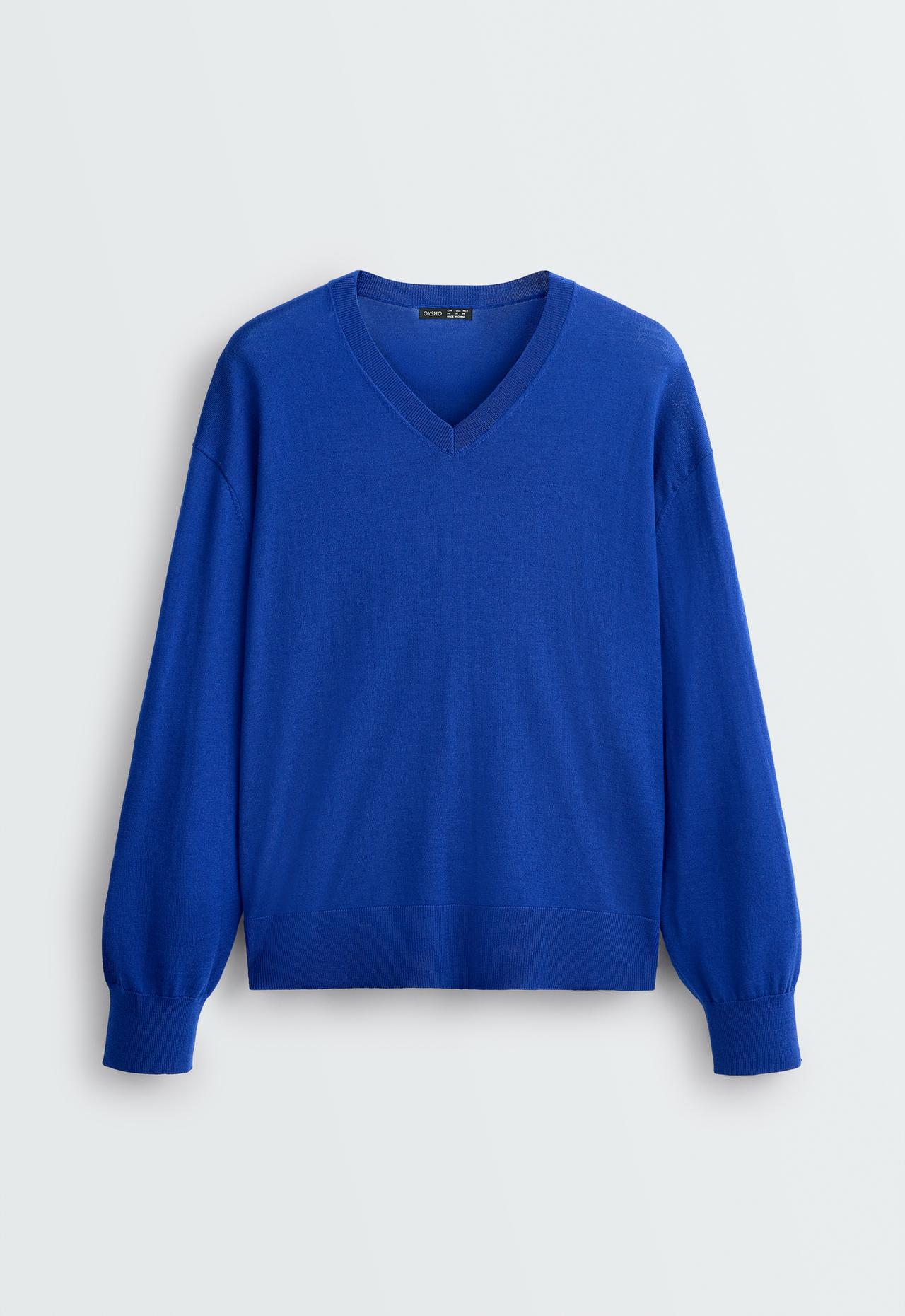 100% Merino wool knit jumper — COBALT