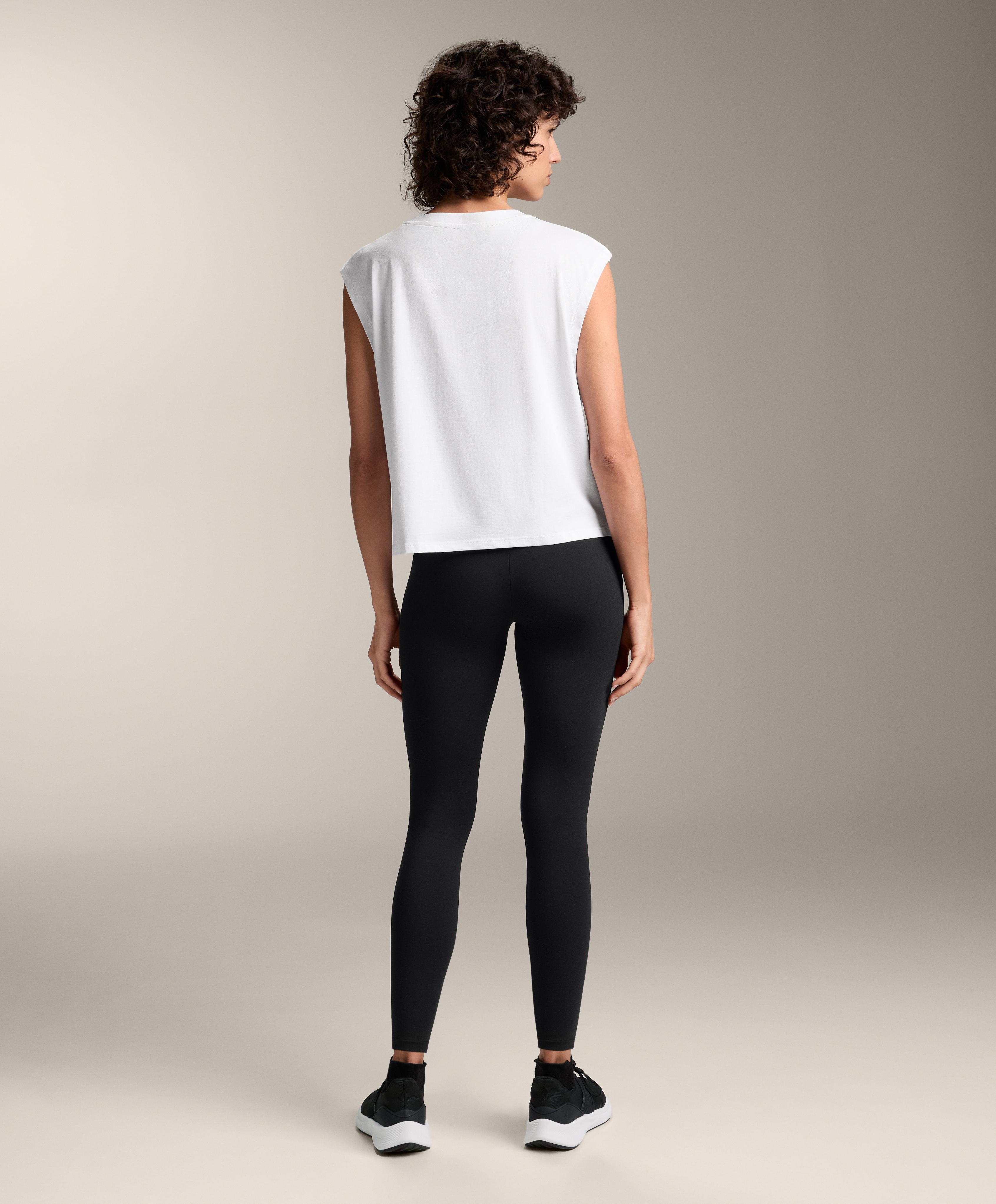 Cotton blend sleeveless T-shirt — WHITE