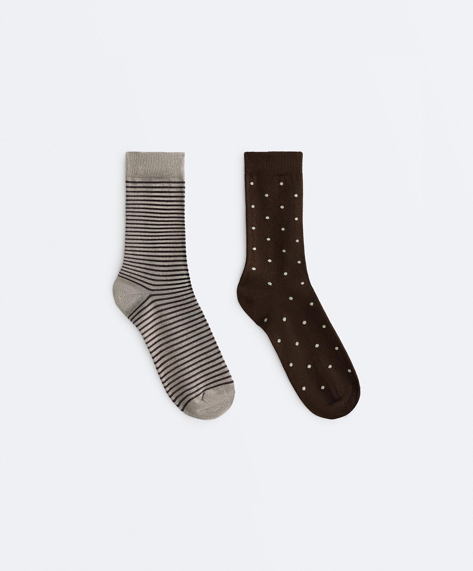 2 pairs of classic 55% modal 10% cashmere socks — CHOCOLATE      
