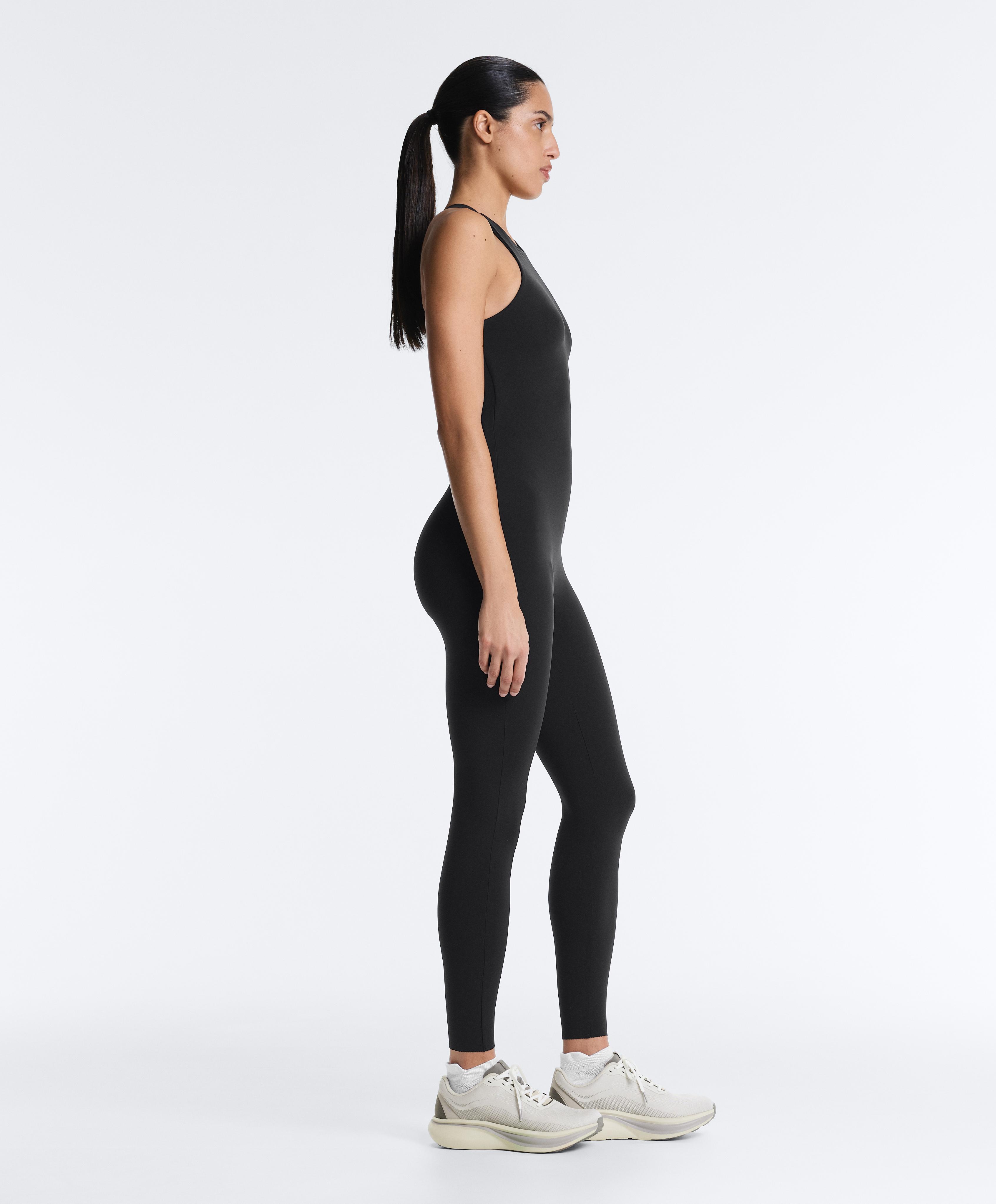 Long Compressive halterneck jumpsuit — BLACK
