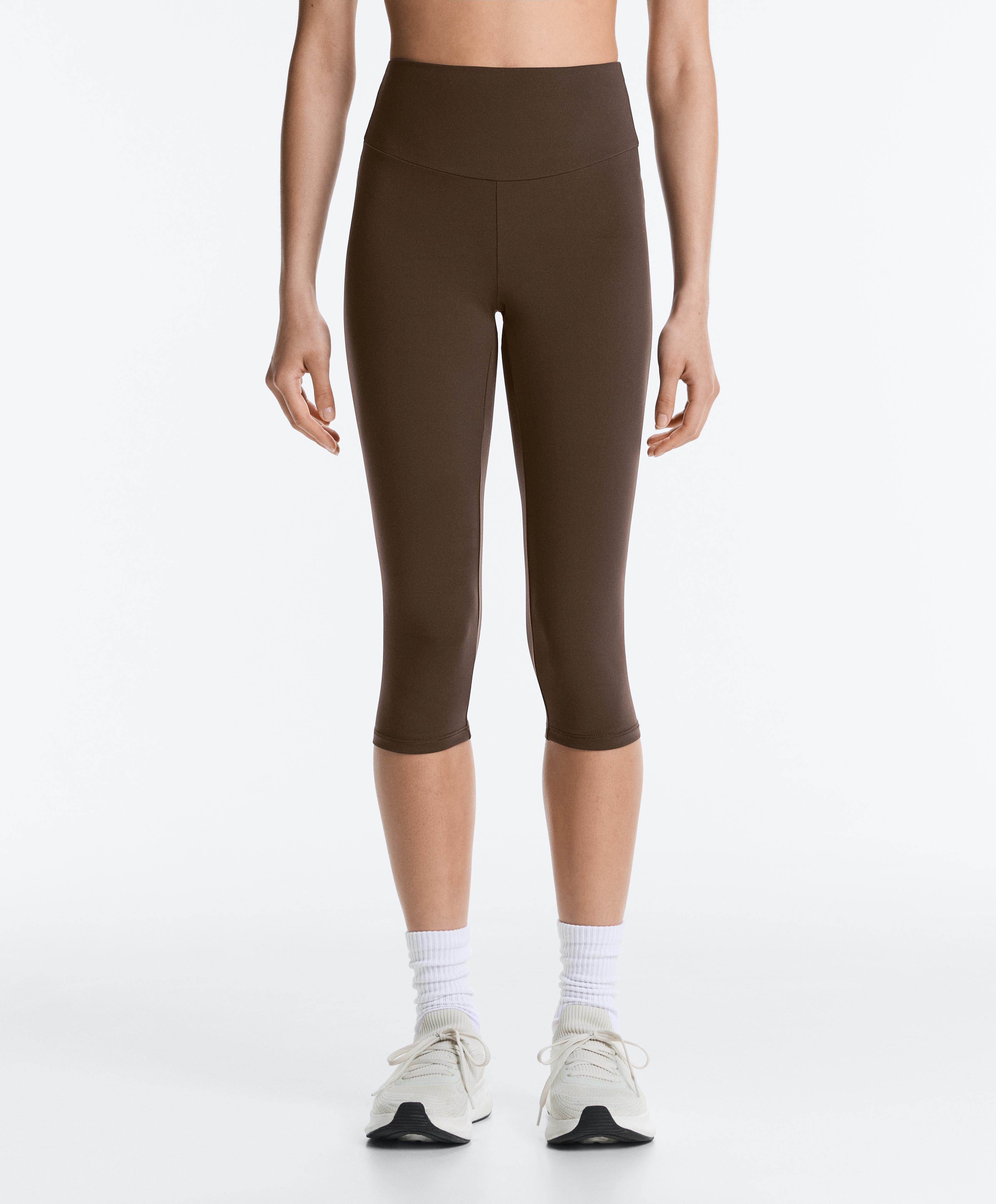 Comfortlux high-rise 40cm knee-length leggings — DARK BROWN