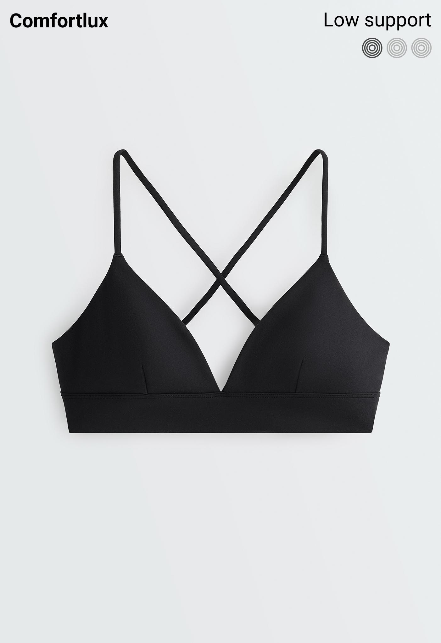 Comfortlux low-support triangle sports bra — BLACK