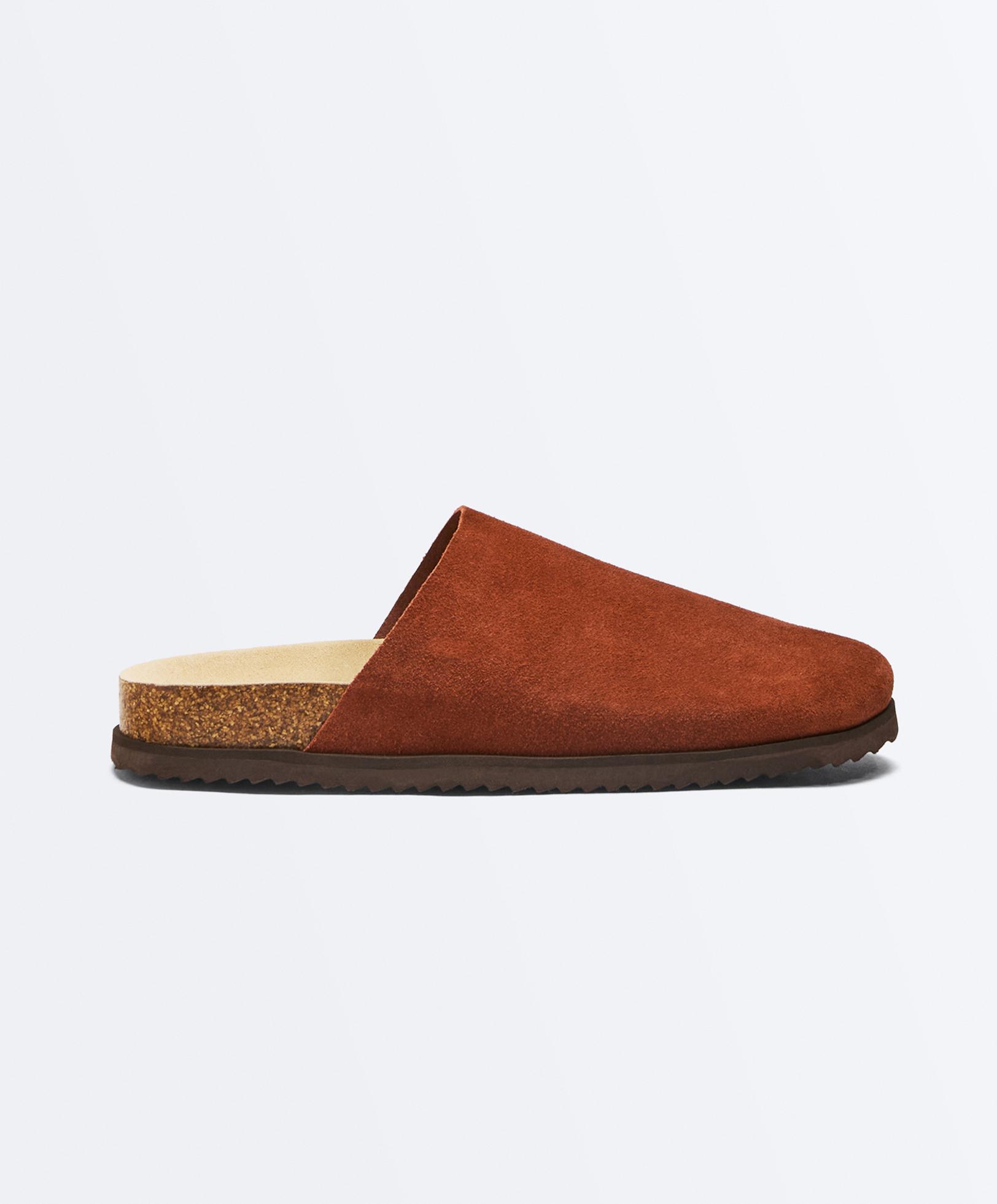 Split leather mules — BURNT ORANGE