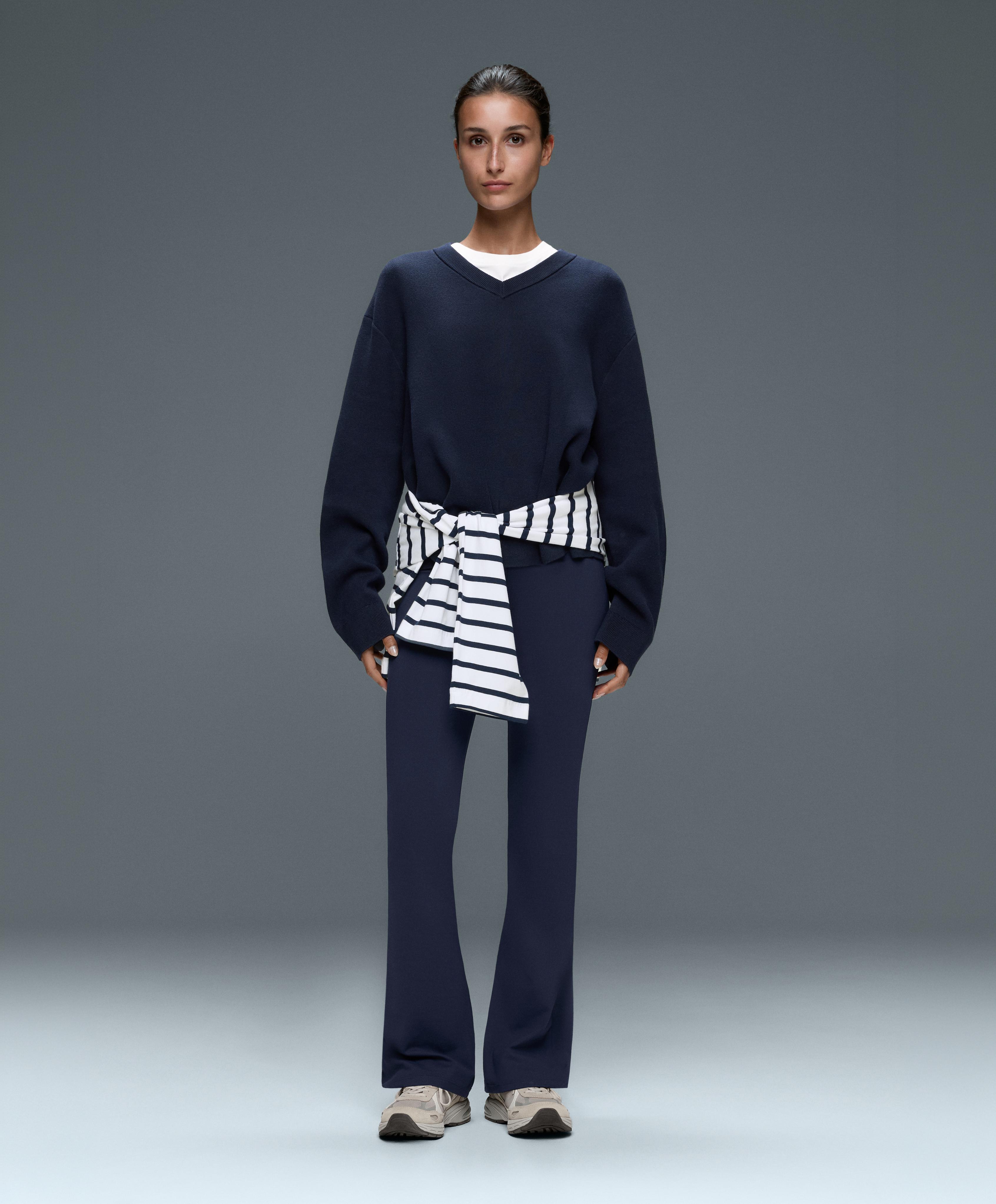 High-rise Comfortlux flare trousers — NAVY BLUE